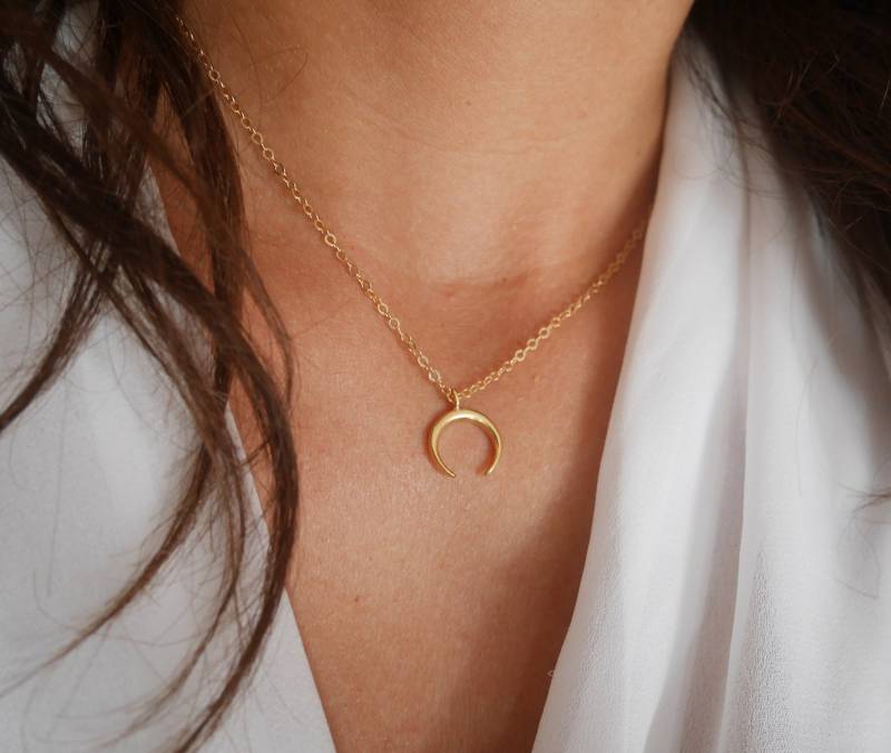 Wachsenden Mond Halskette Gold - Plated Schmuck Moon Kette Halbmond Boho Stapelbar von silverbirdjewels