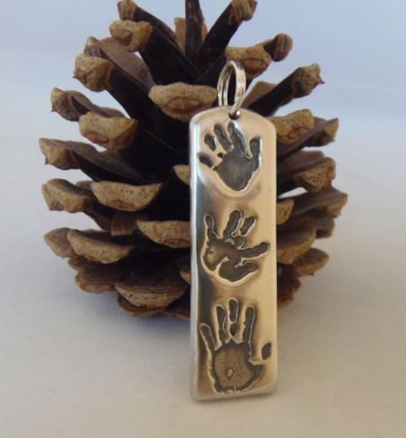 Silber Hand/Fuß Druck Einzel-, Doppel - Oder Dreifach-Druck-Anhänger von silvercharmingprints