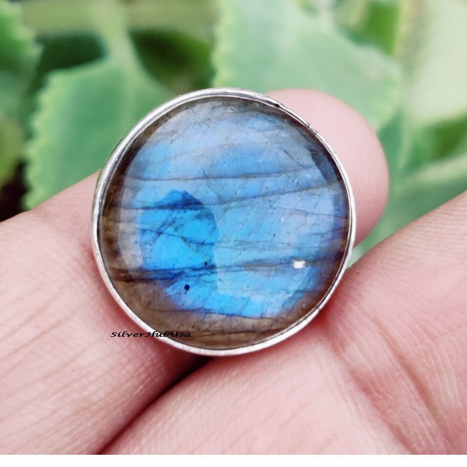 Labradorit Ring 925 Sterling Silber Blau Feuerstein Boho Handgemachter Edelstein Natürlicher Statement Für Frauen Geschenk Labradorit Ring 925 Sterling Silber Blau Feuerstein Boho Handgemachter Edelstein Natürlicher Statement Für Frauen Geschenk von silverhubusa