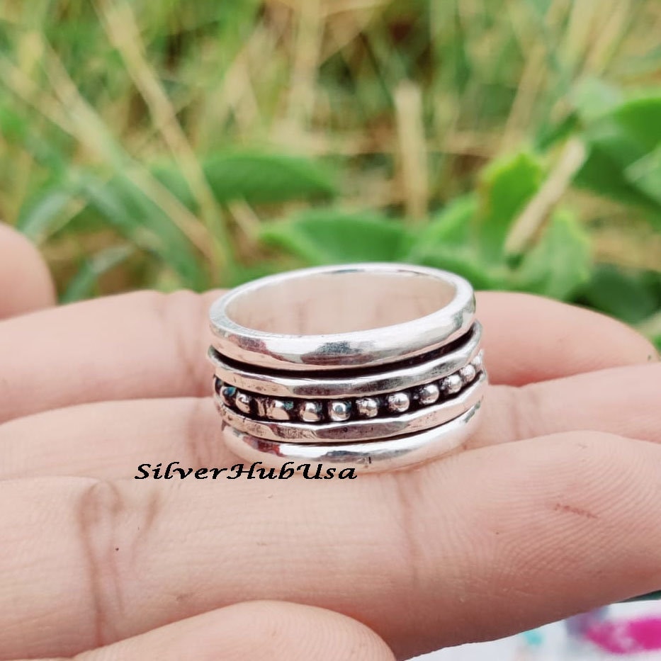 Massiver Spinner Ring, 925 Sterling Silber Handgemachter Frauen Ehering, Angst Etsy Geschenk Für von silverhubusa