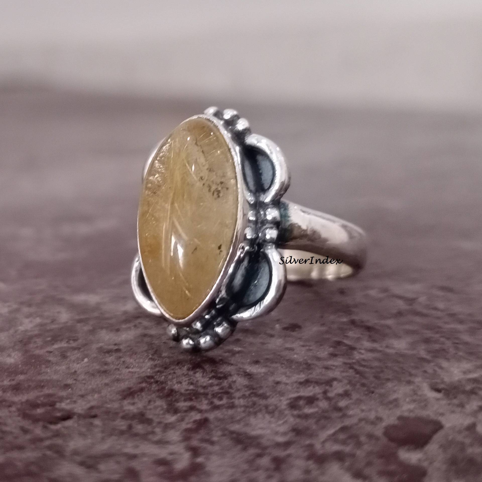 Goldener Rutilquarz Ring 925 Sterling Silber Edelstein Zierlicher Marquise Designer Zarter Geschenk Goldener Rutilquarz Ring 925 Sterling Silber Edelstein Zierlicher Marquise Designer Zarter Geschenk von silverindex