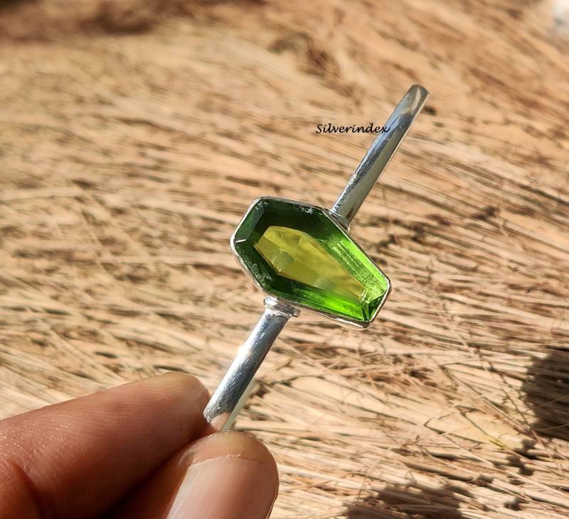 Peridot Sarg Armreif, 10 X 17 Mm Form Edelstein Silber Armbänder, Armreifen, Schmuck, Schönes Armreif Geschenk von silverindex