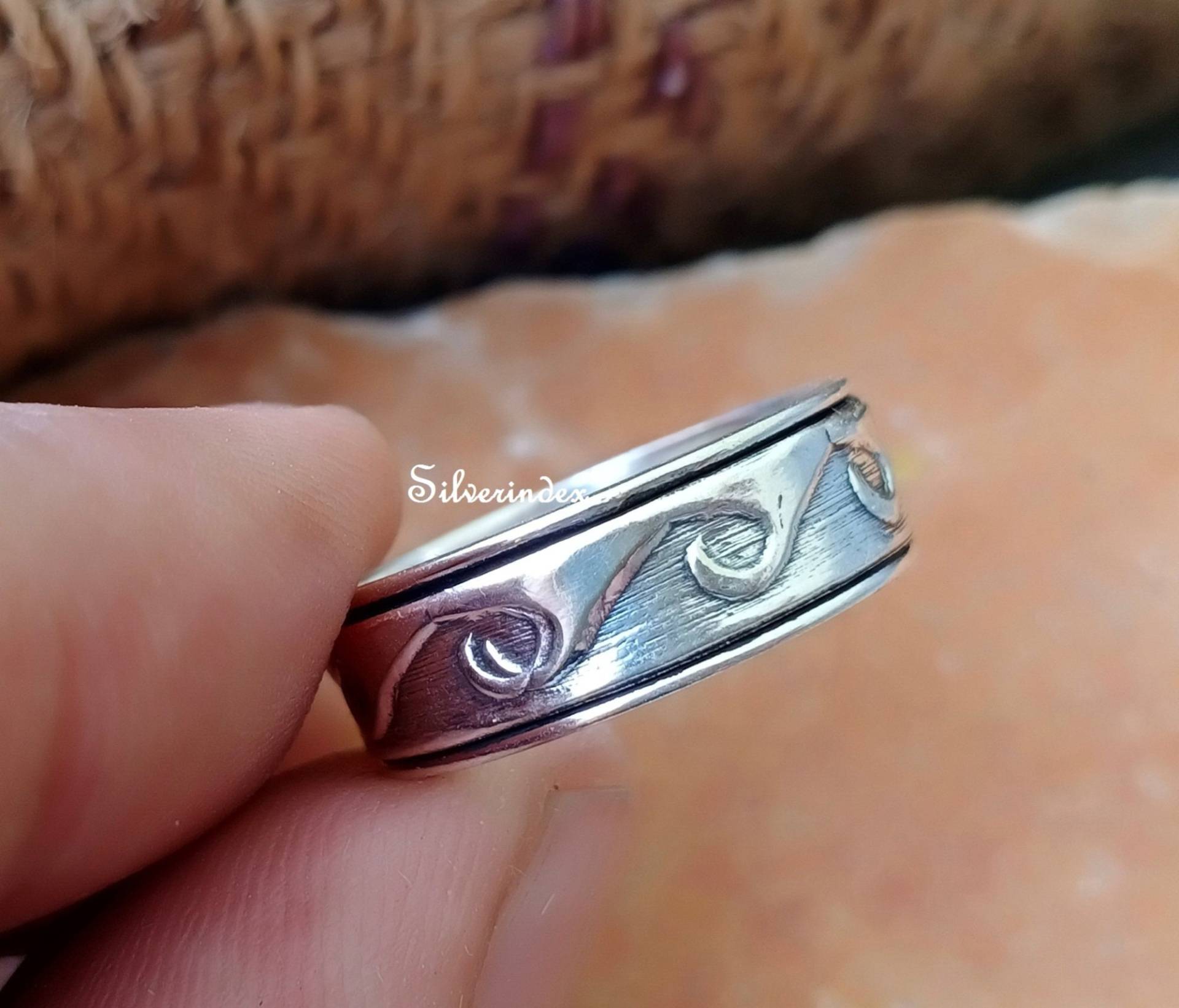 Spinner Ring, 925 Silber Angst Fidget Boho Daumen Sorgen Spinning Ring, Frauen Ring, Geschenk Für Sie von silverindex