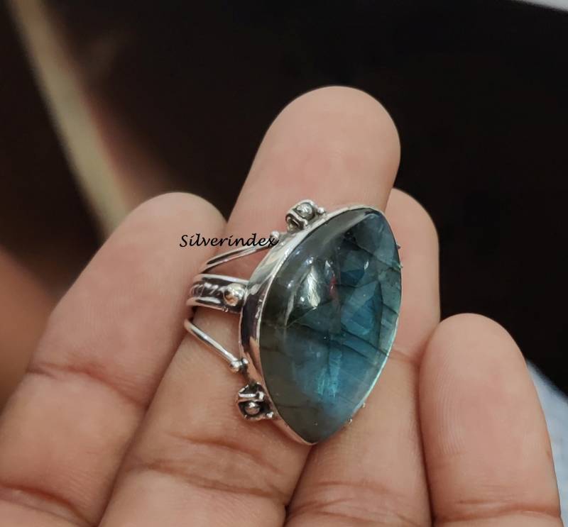 Wunderschöner Labradorit Ring, Designer Vintage Kunst 925 Silber Boho Edelstein Handgemachter Frauen Schmuck von silverindex