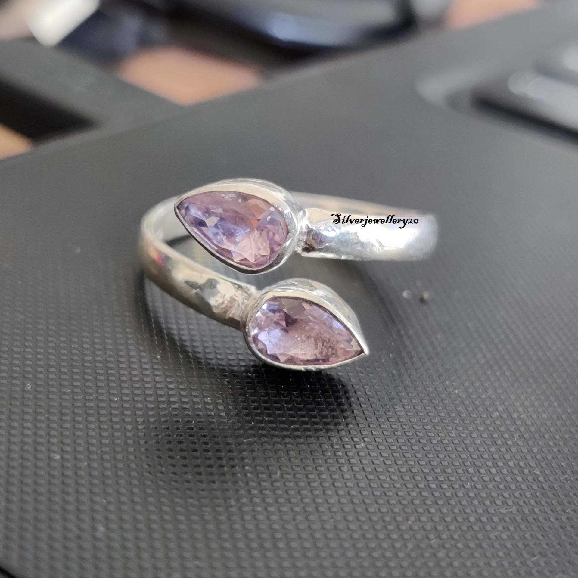 Natürlicher Rosenquarz Ring, 925 Sterling Silber Birnenförmiger Stein, Geschenk Für Frauen, Edelstein Ehering, Versprechen Ring von silverjewellery20