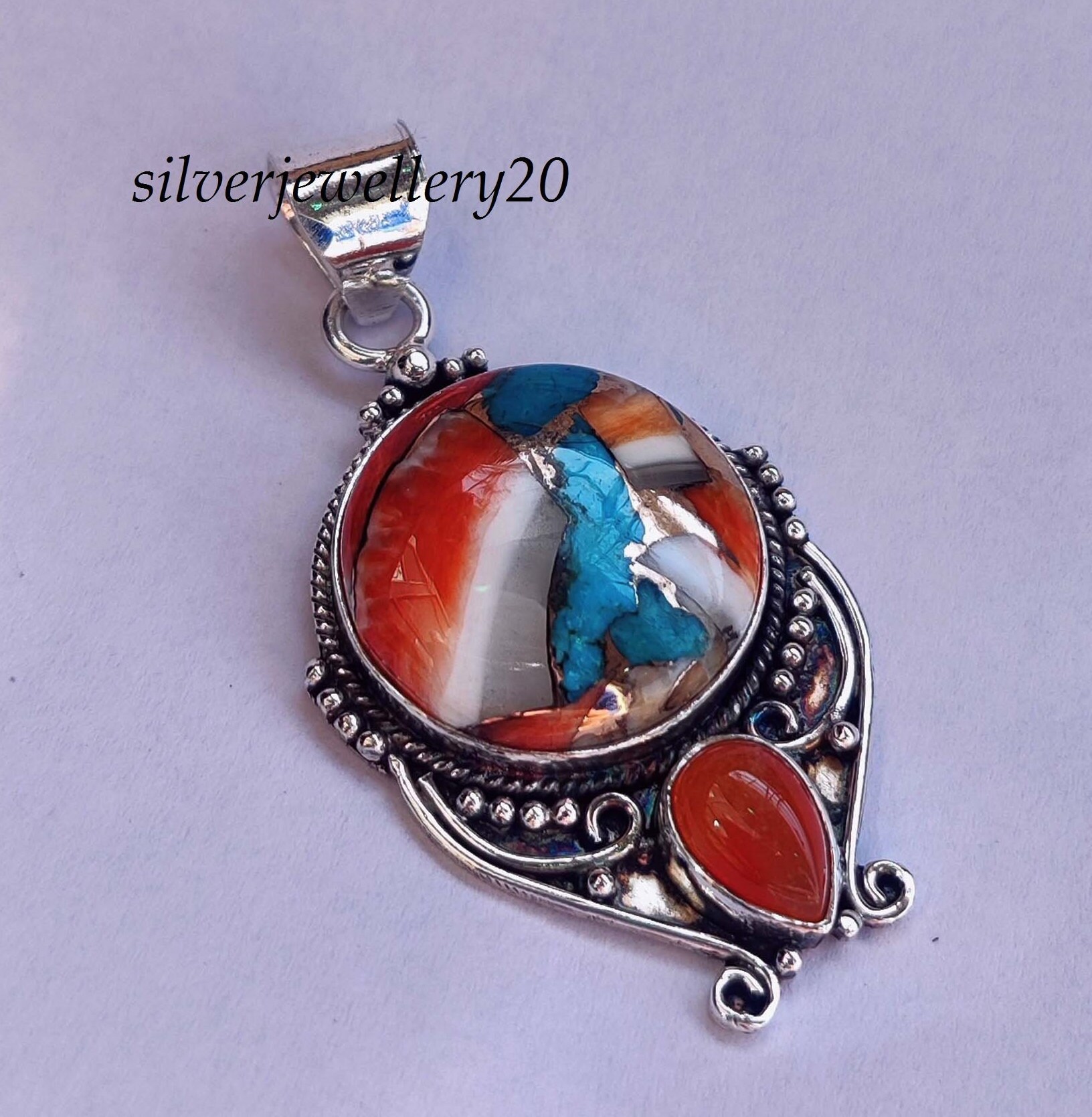Oyster Copper Türkis & Karneol Anhänger, 925 Sterling Silber Geburtstagsgeschenk Hochzeitsgeschenk, Designer Handmade Anhänger Oyster Copper Türkis & Karneol Anhänger, 925 Sterling Silber Geburtstagsgeschenk Hochzeitsgeschenk, Designer Handmade Anhänger von silverjewellery20