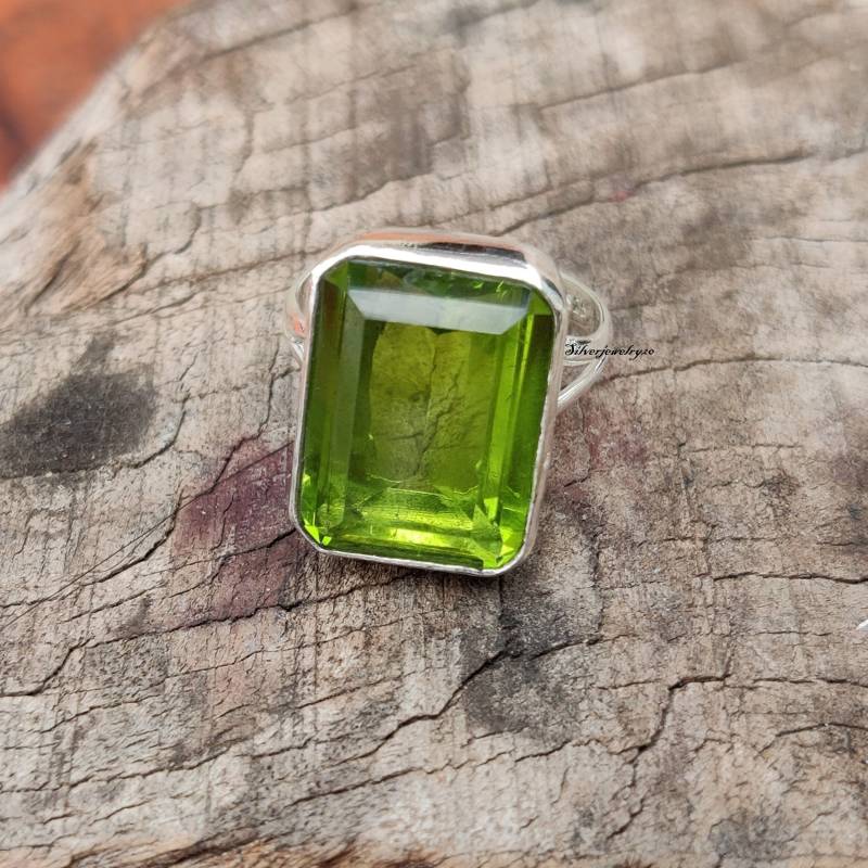 Peridot Ring , Bandring Ehering 925 Sterling Silber Silberschmuck Handgemachter Geschenk Für Frauen Zierlicher von silverjewellery20