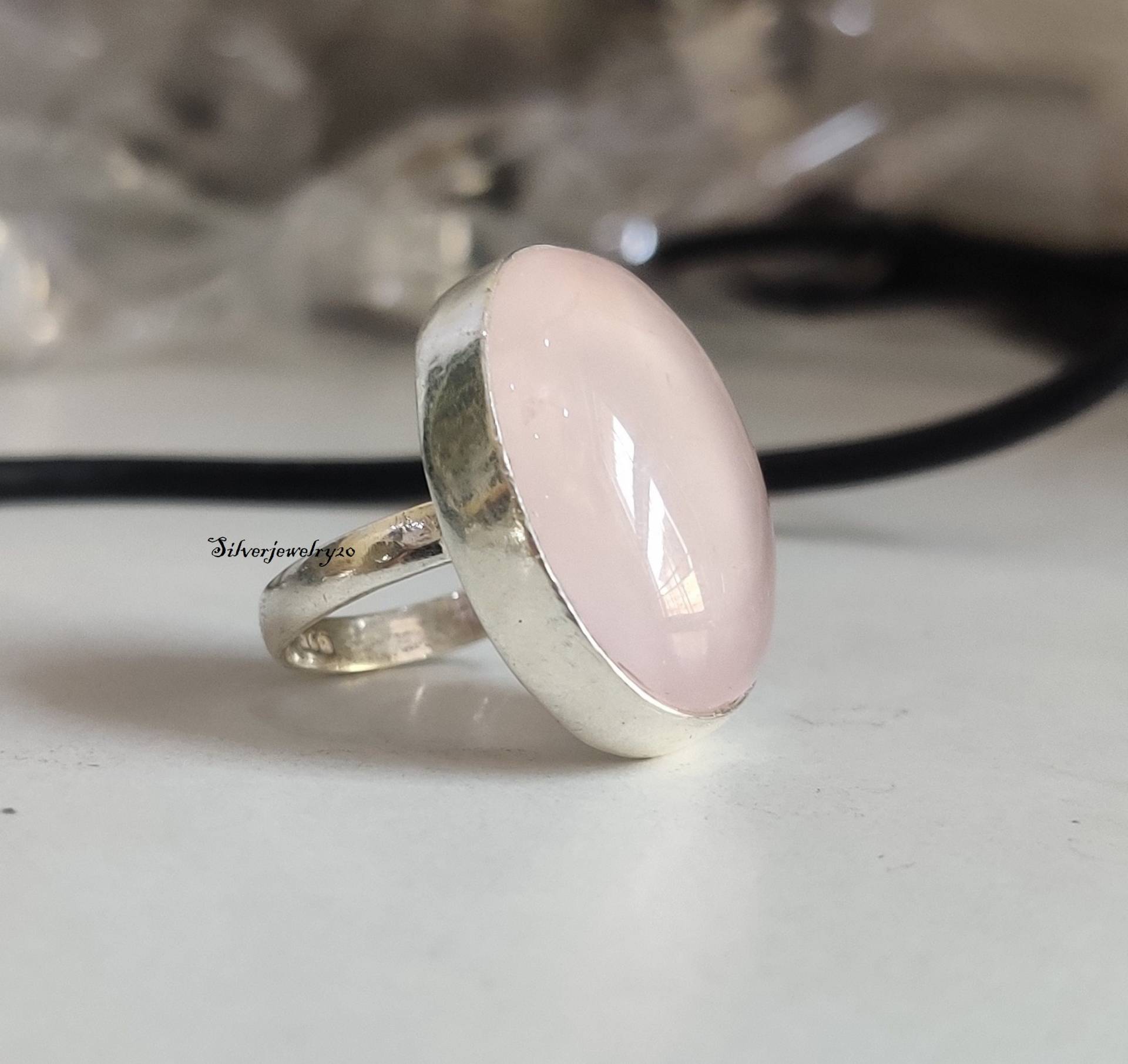 Rosenquarz Ring, 925 Sterling Silber Edelstein Designer Geschenk Für Sie, Handgemachter Ehering, Boho Ring von silverjewellery20