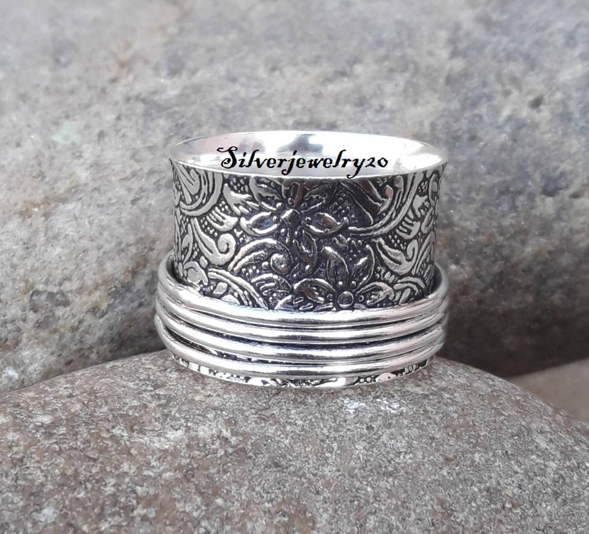 Spinner Ring , 925 Silber Ehering Versprechen Frauen Sorgenring Handgemachter von silverjewellery20