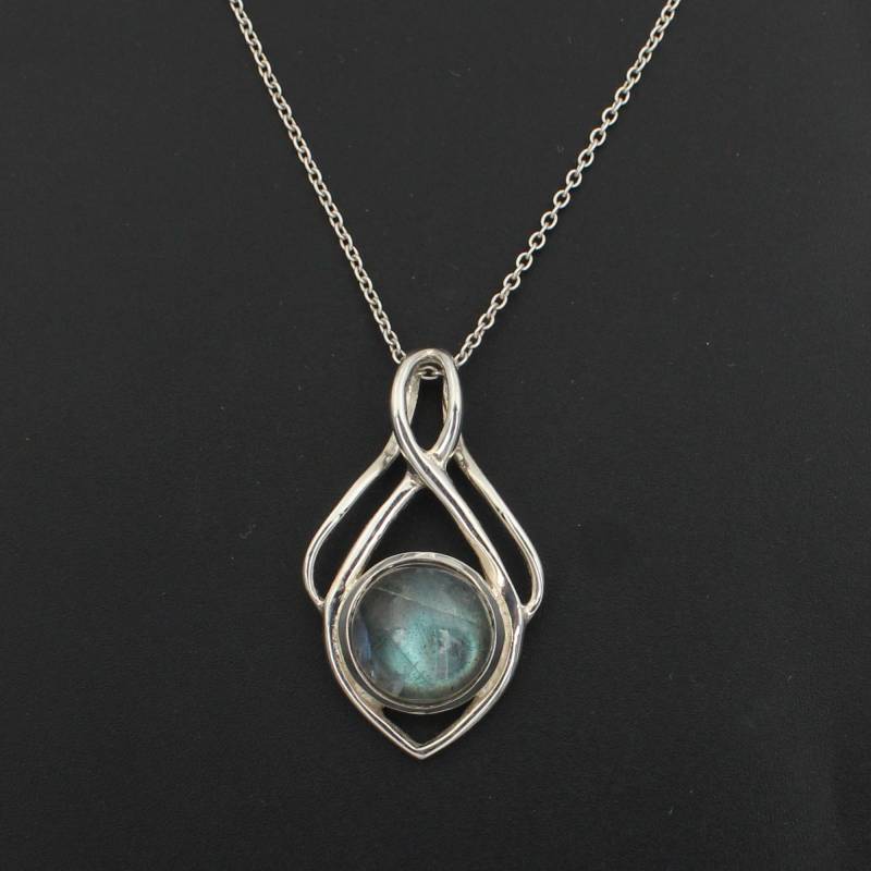 Anhänger 925 Sterling Silber Natürlicher Labradorit Halbedelstein von silverjewelleryworld