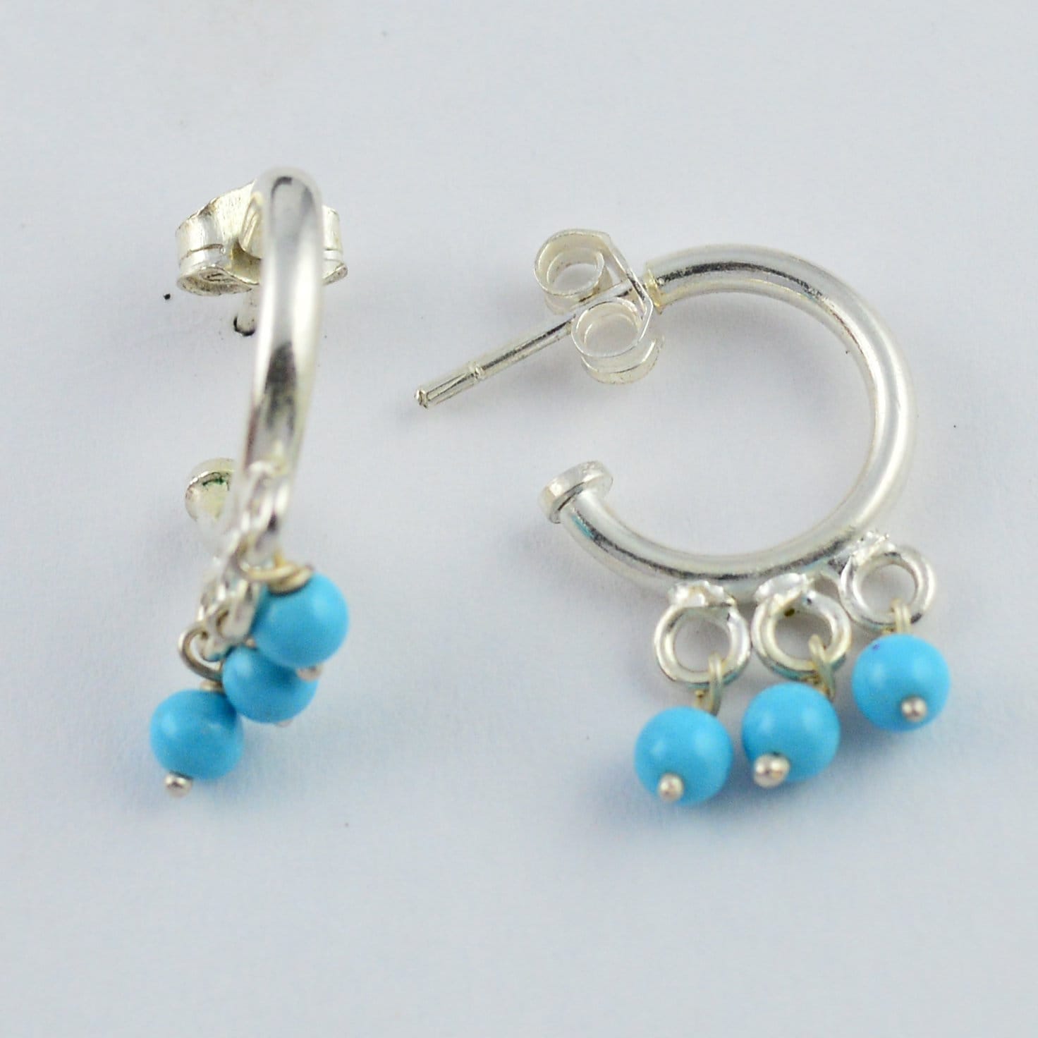 Türkis Natürliche Edelstein 925 Sterling Feinsilber Ohrstecker Schmuck, Frauen Schmuck von silverjewelleryworld