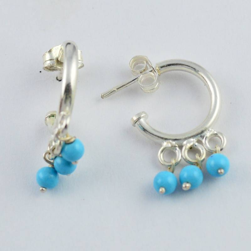 Türkis Natürliche Edelstein 925 Sterling Feinsilber Ohrstecker Schmuck, Frauen Schmuck von silverjewelleryworld