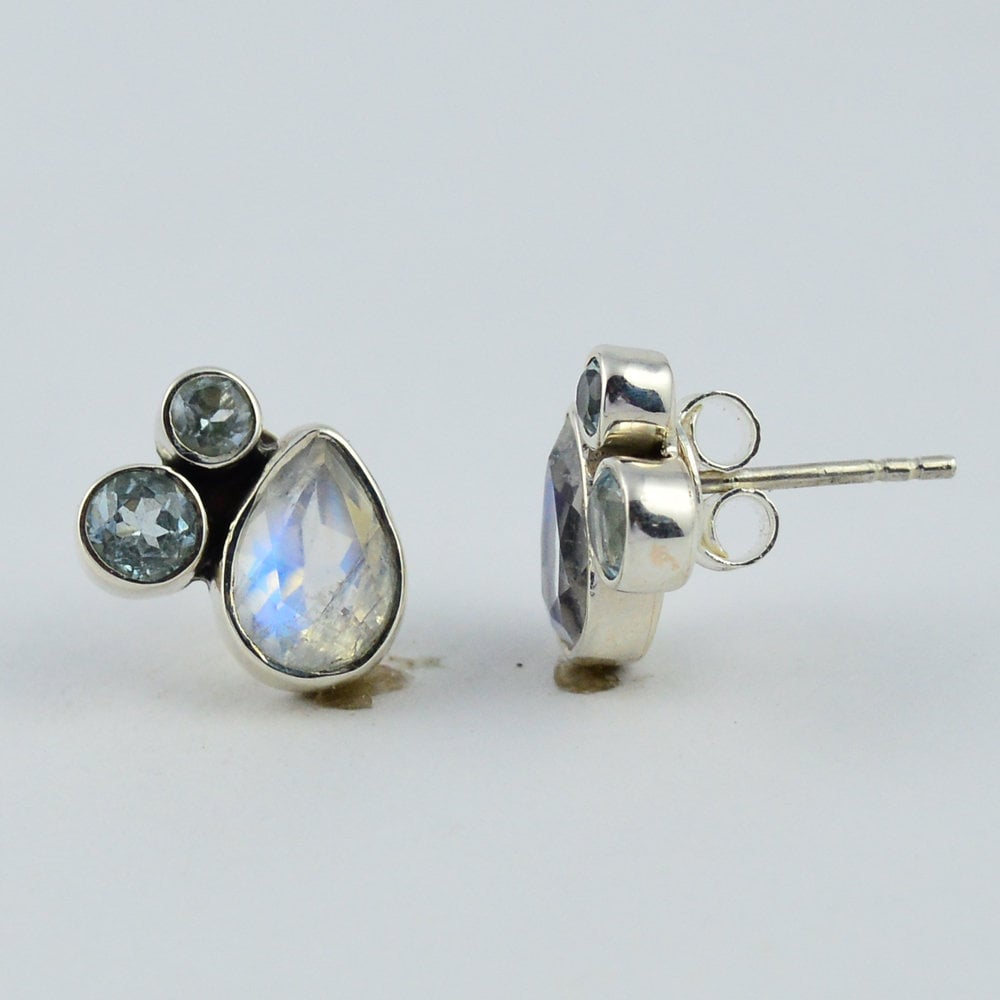 Weißer Regenbogen Mondstein Natürlichen Edelstein 925 Sterling Feine Silber Ohrring Schmuck, Frauen Schmuck von silverjewelleryworld