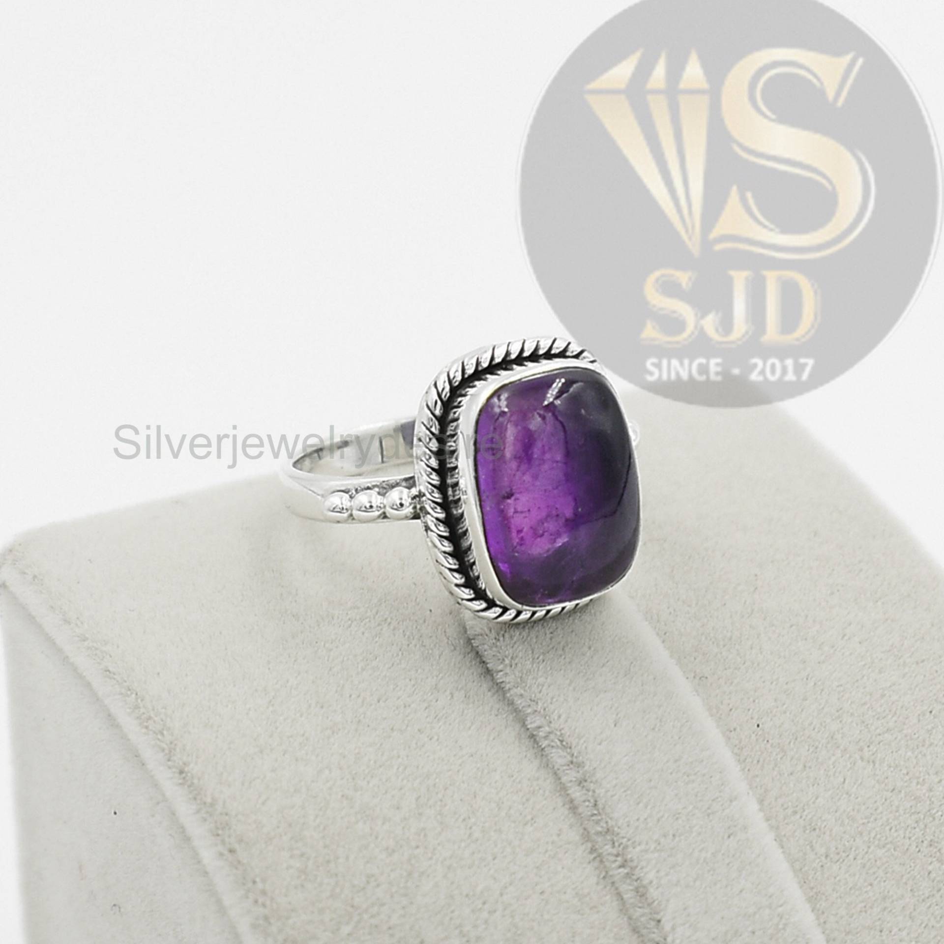 Amethyst Ring, 925 Sterling Silber, 10x14 Mm Kissen Edelsteinring, Silberring, Statement Damenring, Edelstein Geschenk von silverjewelrydesire