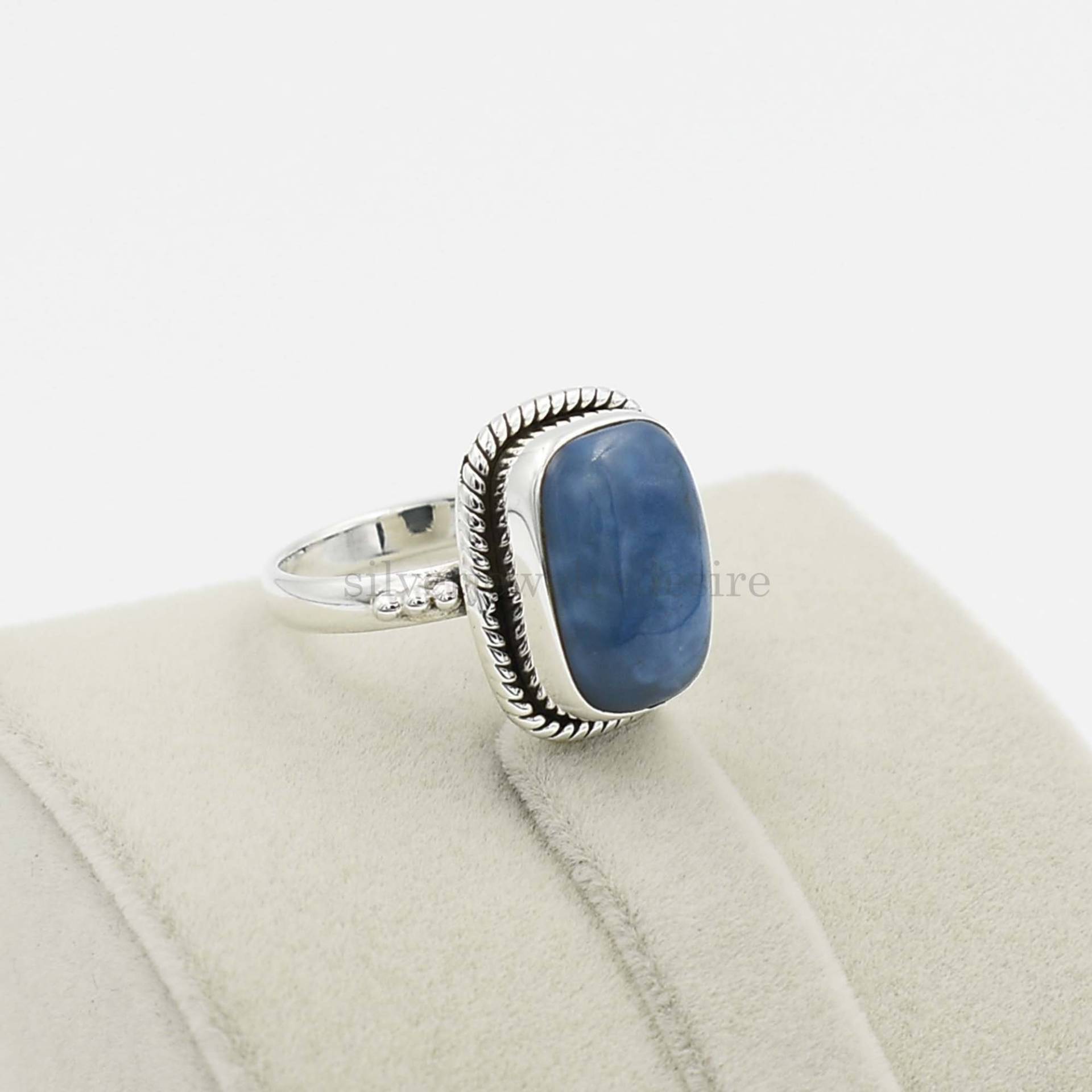 Blauer Opalring, 925 Sterling Silber, 10x14mm Kissen Edelsteinring, Schöner Ring, Geschenk Für Frau, Frauenringe, Blauer Opalschmuck von silverjewelrydesire