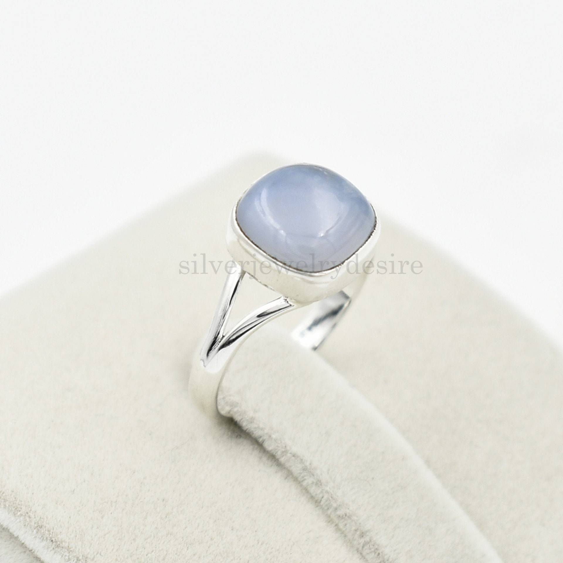 Blauer Spitzen-Achat-Ring, 925 Sterling Silber, 10 Mm Kissen-Edelstein-Ring, Achat-Ring, Statement-Ring, Silberring, Damenring, Kissenring von silverjewelrydesire