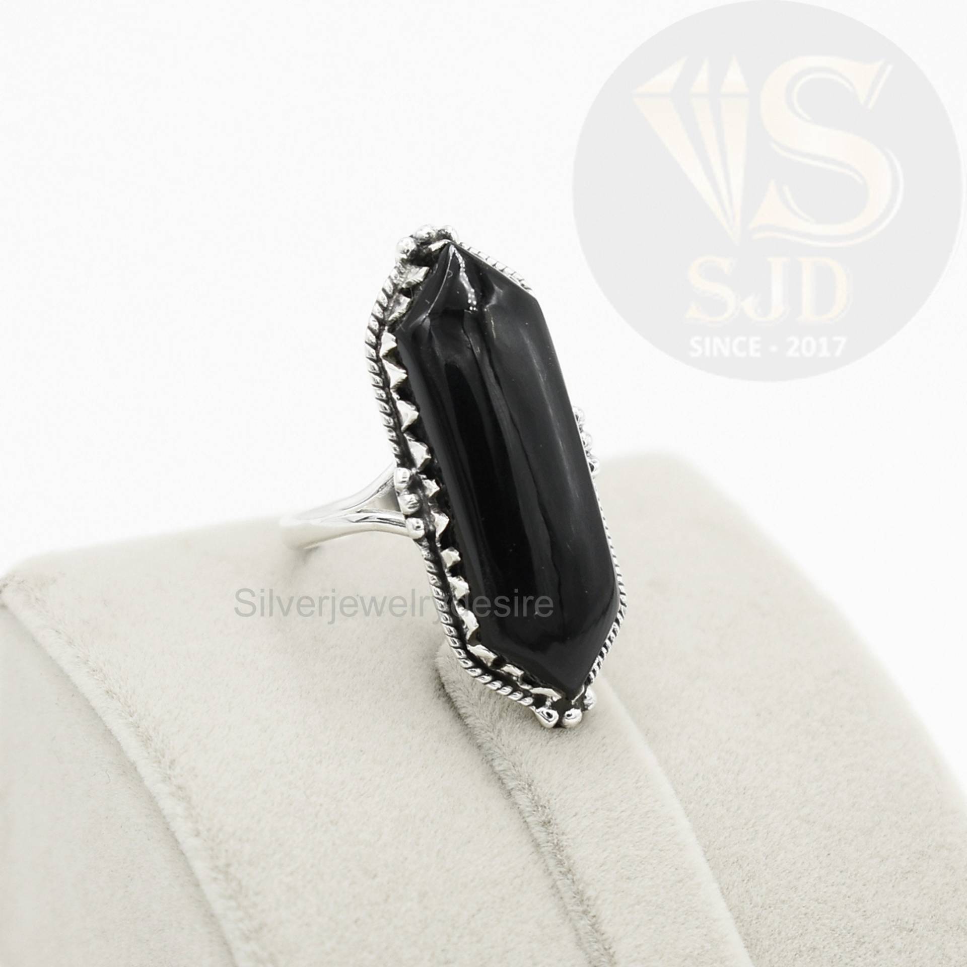 Schwarzer Jaspis Ring, 925 Sterling Silber, 10x30 Mm Lang Oval Edelstein Schöner Statement Frauen Ringe, Geschenk von silverjewelrydesire