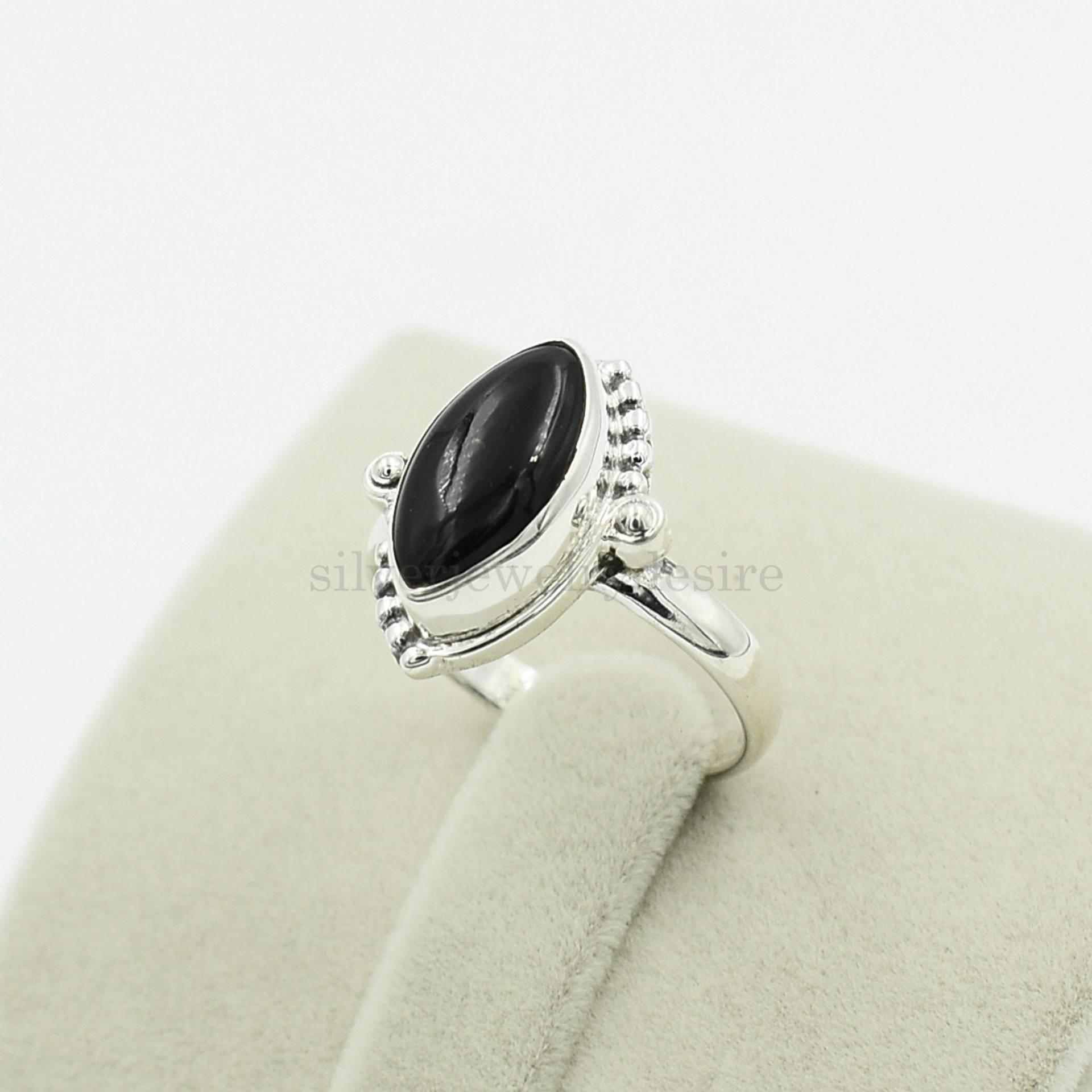 Schwarzer Onyx-Ring, 925 Sterling Silber, 7x14 Mm Marquise-Edelstein-Ring, Silberring, Statement-Ring, Ringe Für Frauen, Onyx-Schmuck von silverjewelrydesire