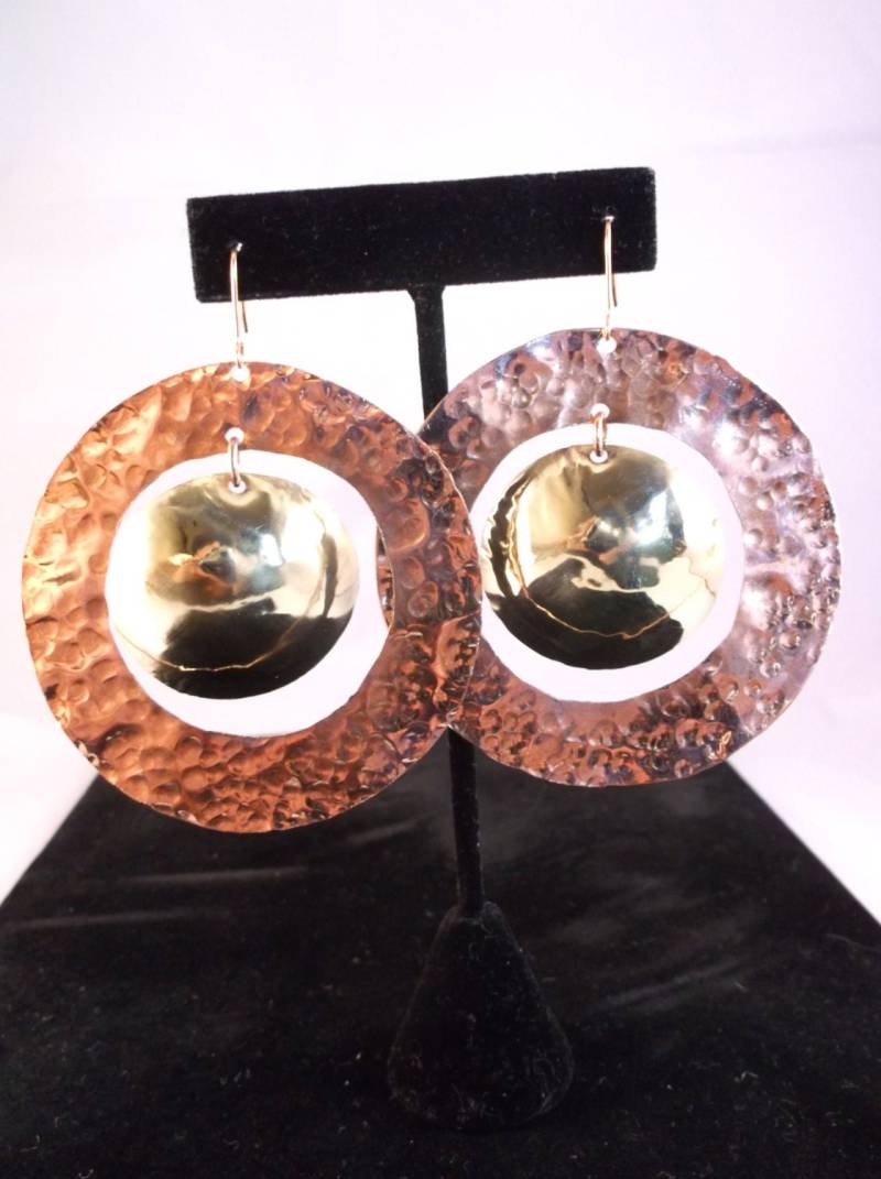 Große Kupfer Ohrringe, Creolen, Messing Ohrringe von silvermajesty