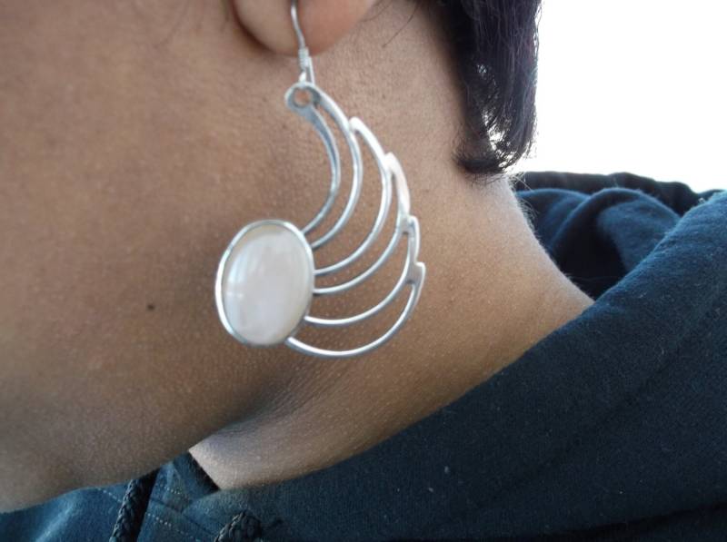 Rosenquarz Ohrringe, Große Spirale Silber Ohrringe von silvermajesty