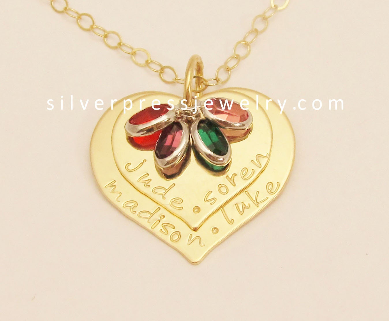 Free Shipping 14K Gold Personalisierte Zwei Herzen Geschichte Der Familie Halskette Hand Vintage Style Mom Oma Geschenk Schmuck Nana Charms Free Shipping 14K Gold Personalisierte Zwei Herzen Geschichte Der Familie Halskette Hand Vintage Style Mom Oma Geschenk Schmuck Nana Charms von silverpress
