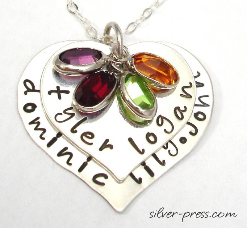 Personalisierte Hand Gestempelt Mütter Schmuck Silverpress Two Hearts Charm Halskette Geschenk Für Ihre Free Shipping Personalisierte Hand Gestempelt Mütter Schmuck Silverpress Two Hearts Charm Halskette Geschenk Für Ihre Free Shipping von silverpress