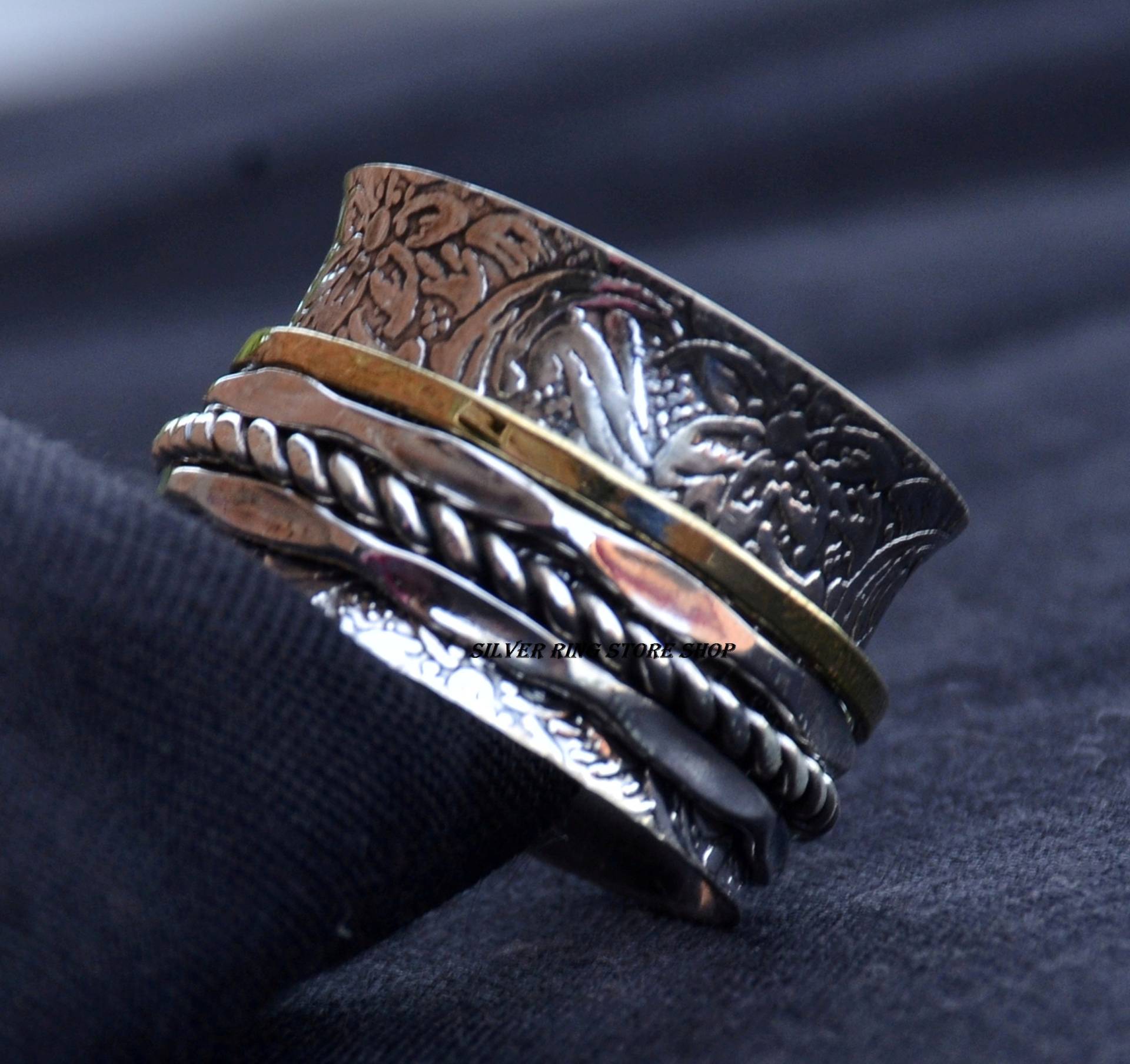 925 Silber Ring, Angst Meditation Fidget Spinner Boho Daumen Frauen Handgemachter Geschenk Für Sie von silverringstoreshop