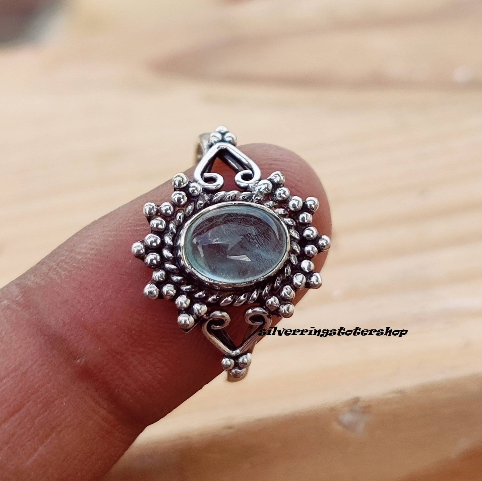 Aquamarin Ring, 925 Silber Handgemachter Edelstein Frauen Boho Zierliche Schöne Beliebte Geschenke Sie von silverringstoreshop