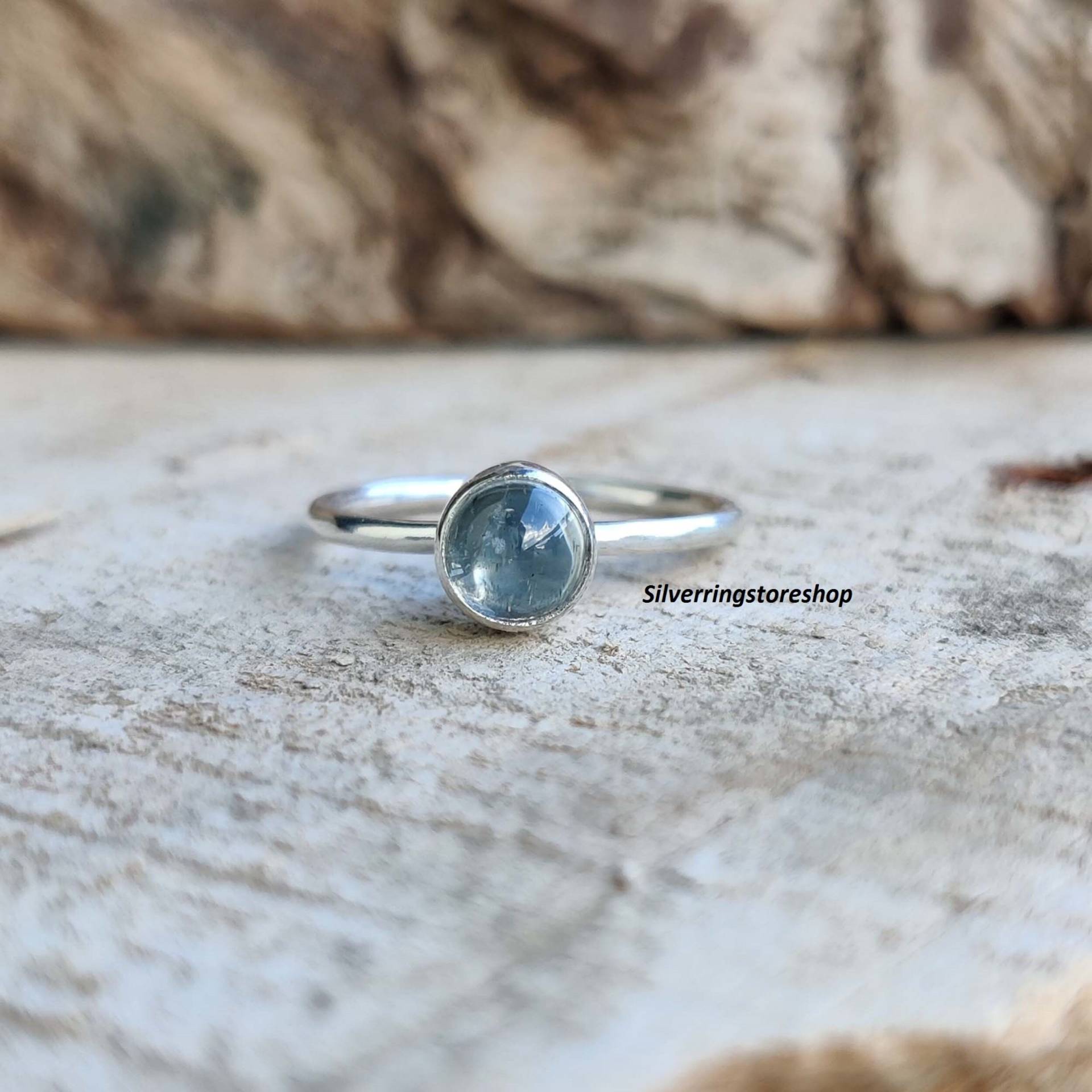 Aquamarin Ring, 925 Sterling Silber Bandring, Zierliche Angst Fidget Handgemachter Sorgen Geschenk Für Sie von silverringstoreshop