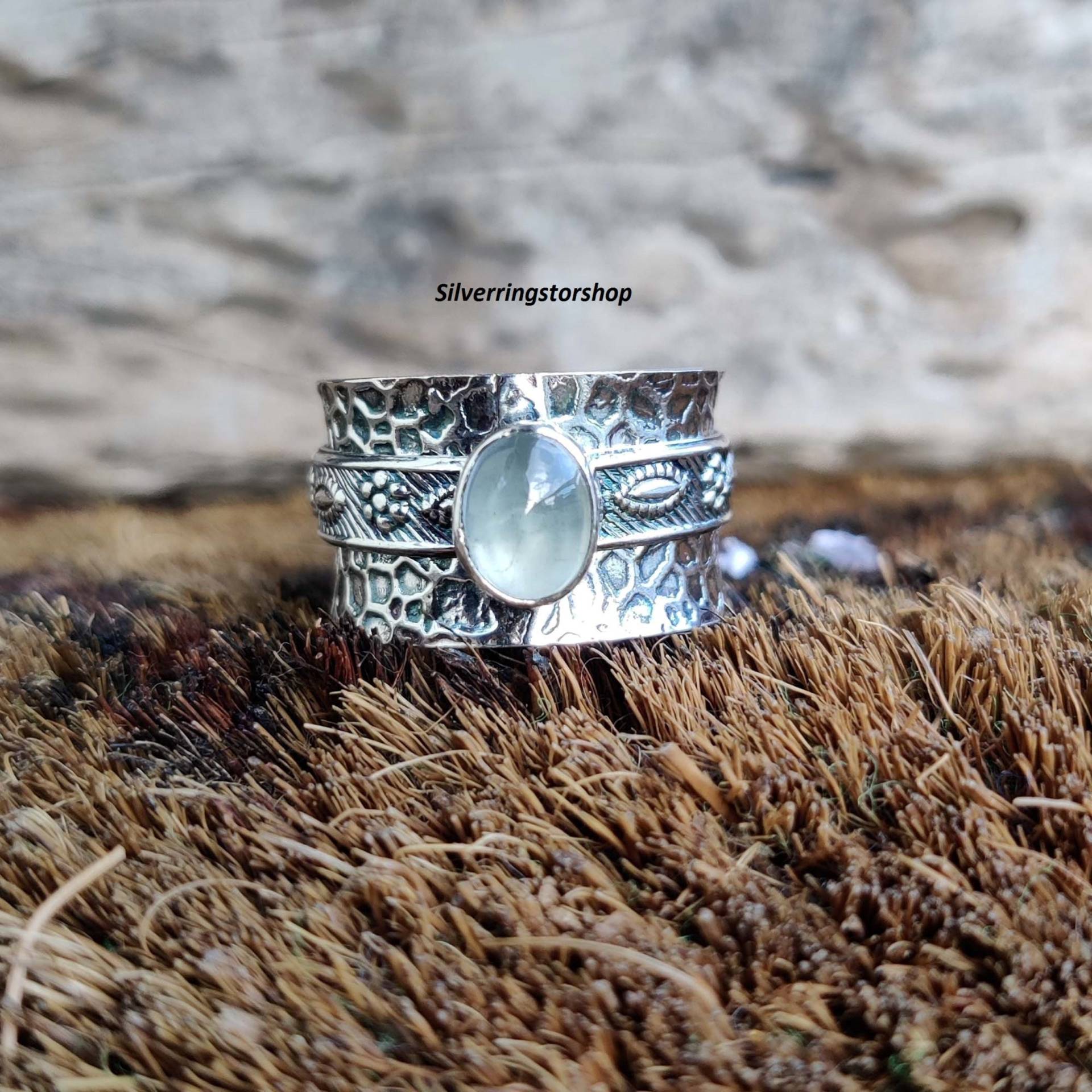 Aquamarin Ring, 925 Sterling Silber Zarte Sorgen Spinner Schmuck Bandring, Edelstein Geschenk Für Sie von silverringstoreshop