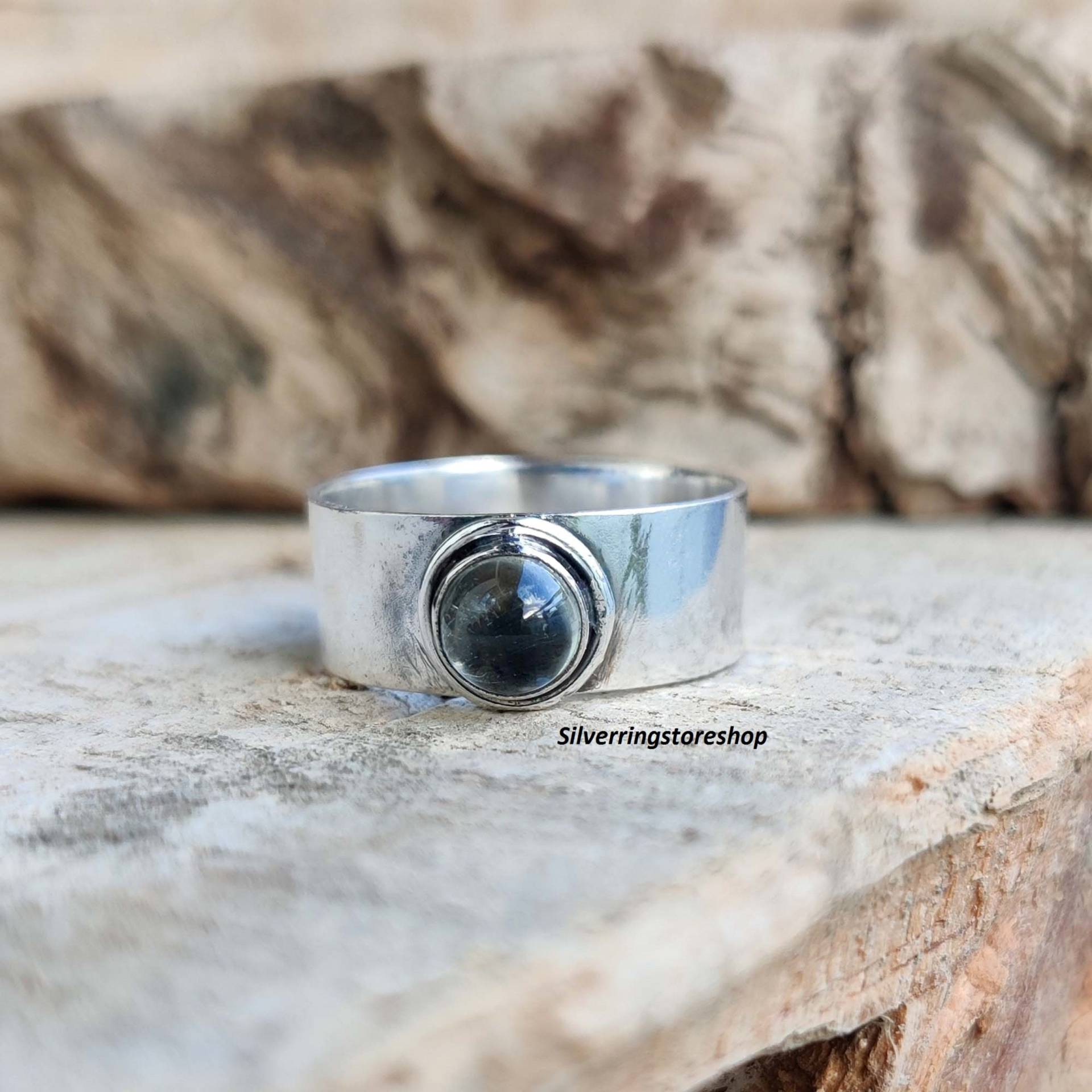 Aquamarin-Ring, 925 Sterling Silber Ring, Zierlicher Statement-Ring, Edelstein-Ring, Fidget-Ring, Handgemachter Sorgenring, Geschenk Für Sie von silverringstoreshop