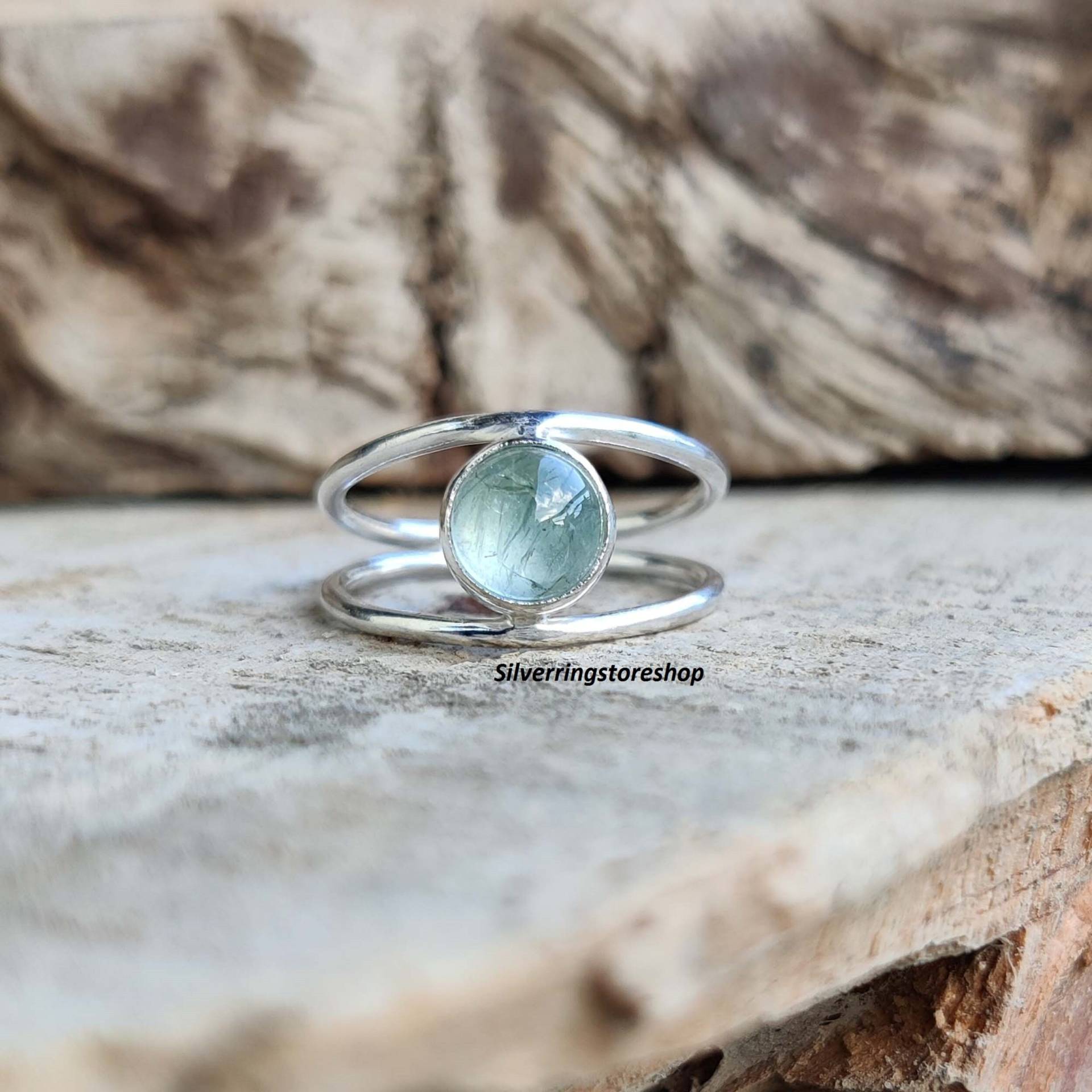 Aquamarin Stein Ring, 925 Sterling Silber Statement Bandring, Boho Zierliche Fidget Handgemachter Geschenk Für Sie von silverringstoreshop