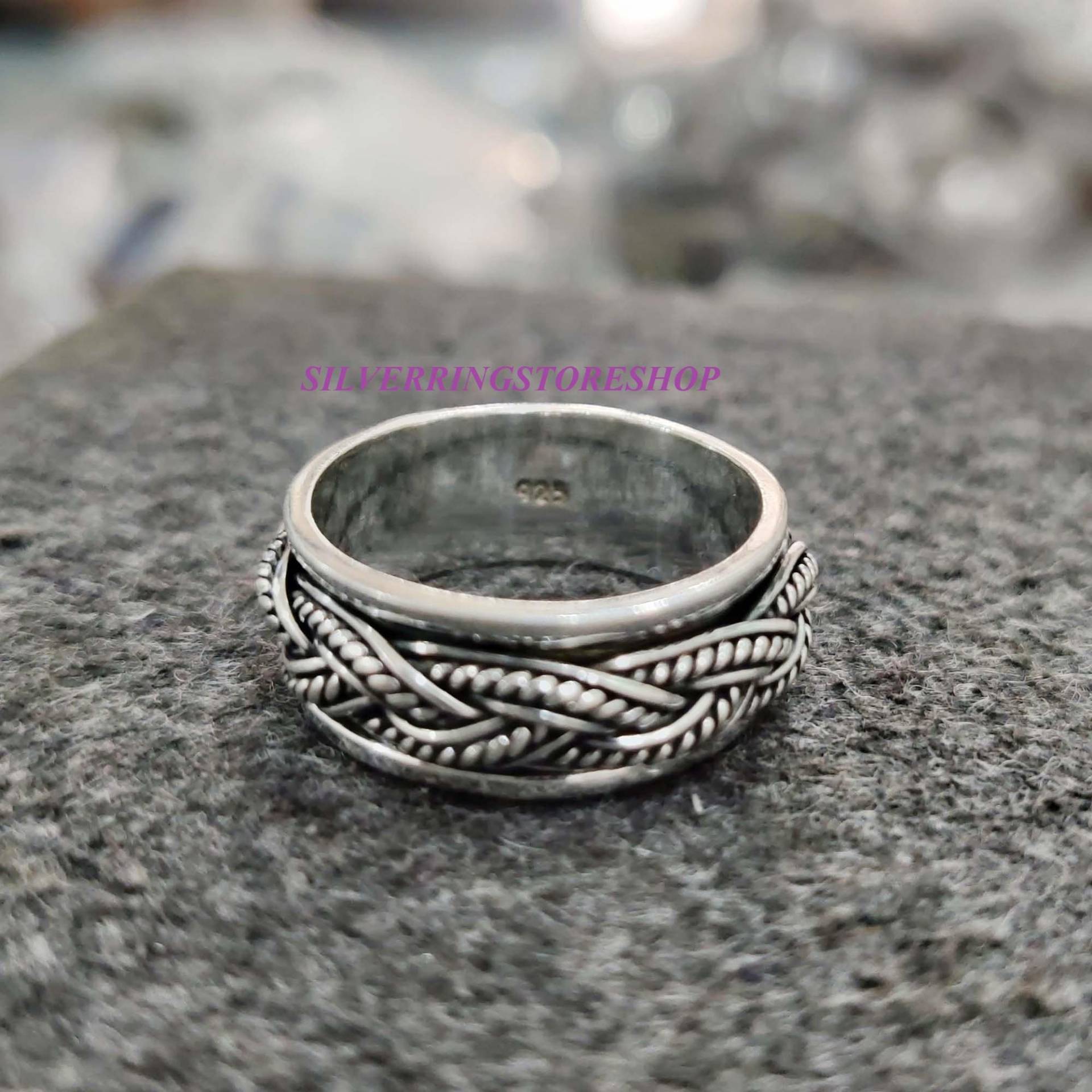 Band Spinner Ring, 925 Sterling Silber Boho Zierliche Fidget Statement Handgemachte Ring, Frauen Ring, Geschenk Für Sie von silverringstoreshop