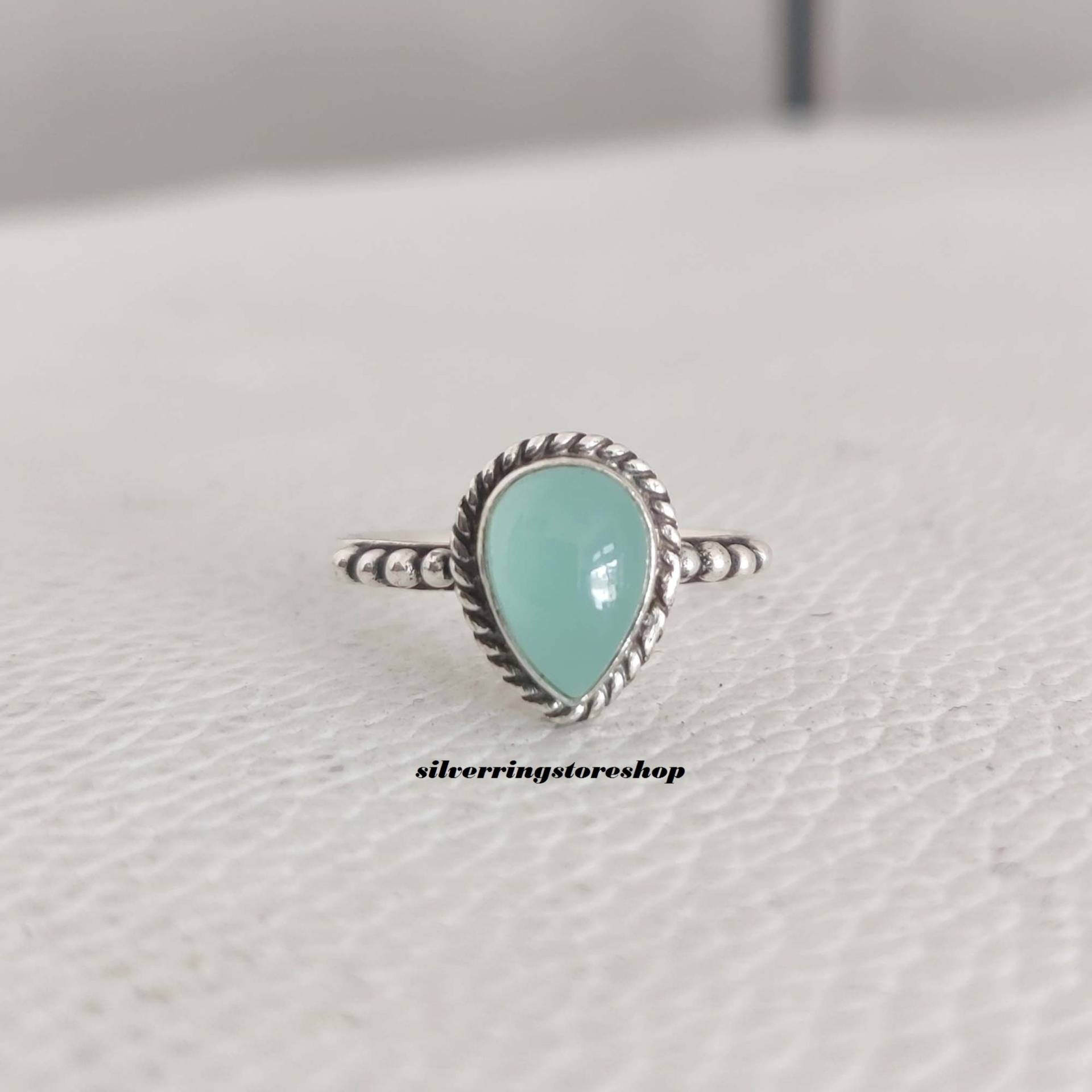 Chalcedon Ring, 925 Sterling Silber Handgemachter Frauen Schöner Zierliche Sorgen Angst Versprechen Gft von silverringstoreshop