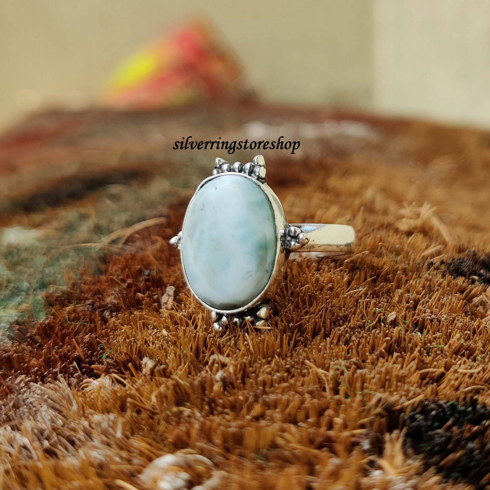 Laimar Steinring, 925 Sterling Silber Ring, Statement Fidget Bandring, Handgemachter Zierlicher Edelstein Geschenk Für Sie von silverringstoreshop