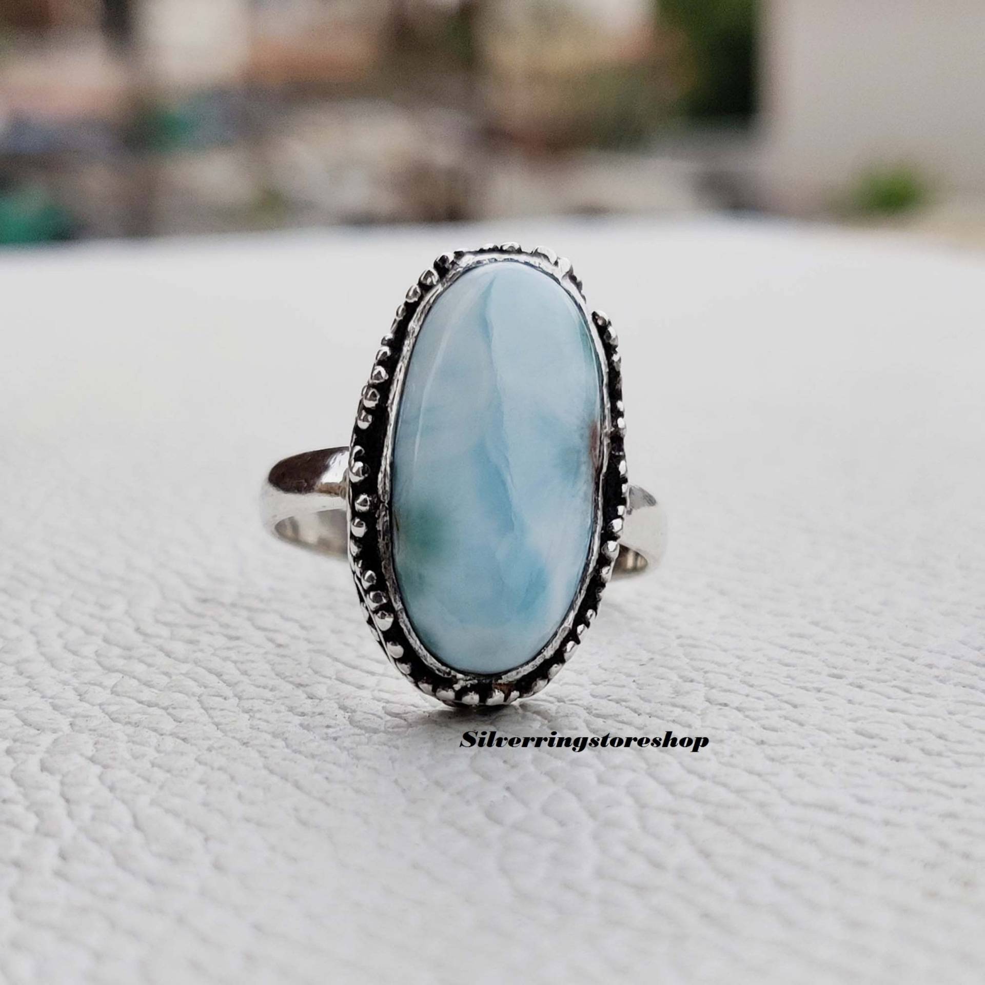 Larimar Ring, 925 Silber Handgemachter Frauen Fidget Jubiläumsring, Sorgenring, Designer Bandring, Geschenk Für Sie von silverringstoreshop