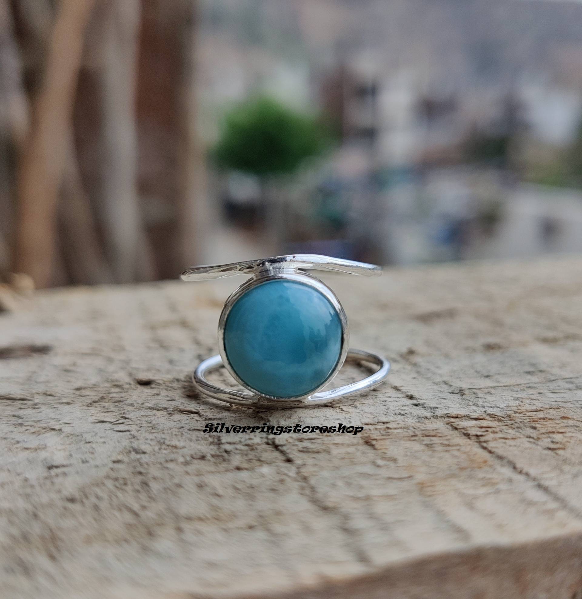 Larimar Stein Ring, 925 Sterling Silber Zierliche Angst Kinder Edelstein Handgemachter Frieden Geschenk Für Sie von silverringstoreshop