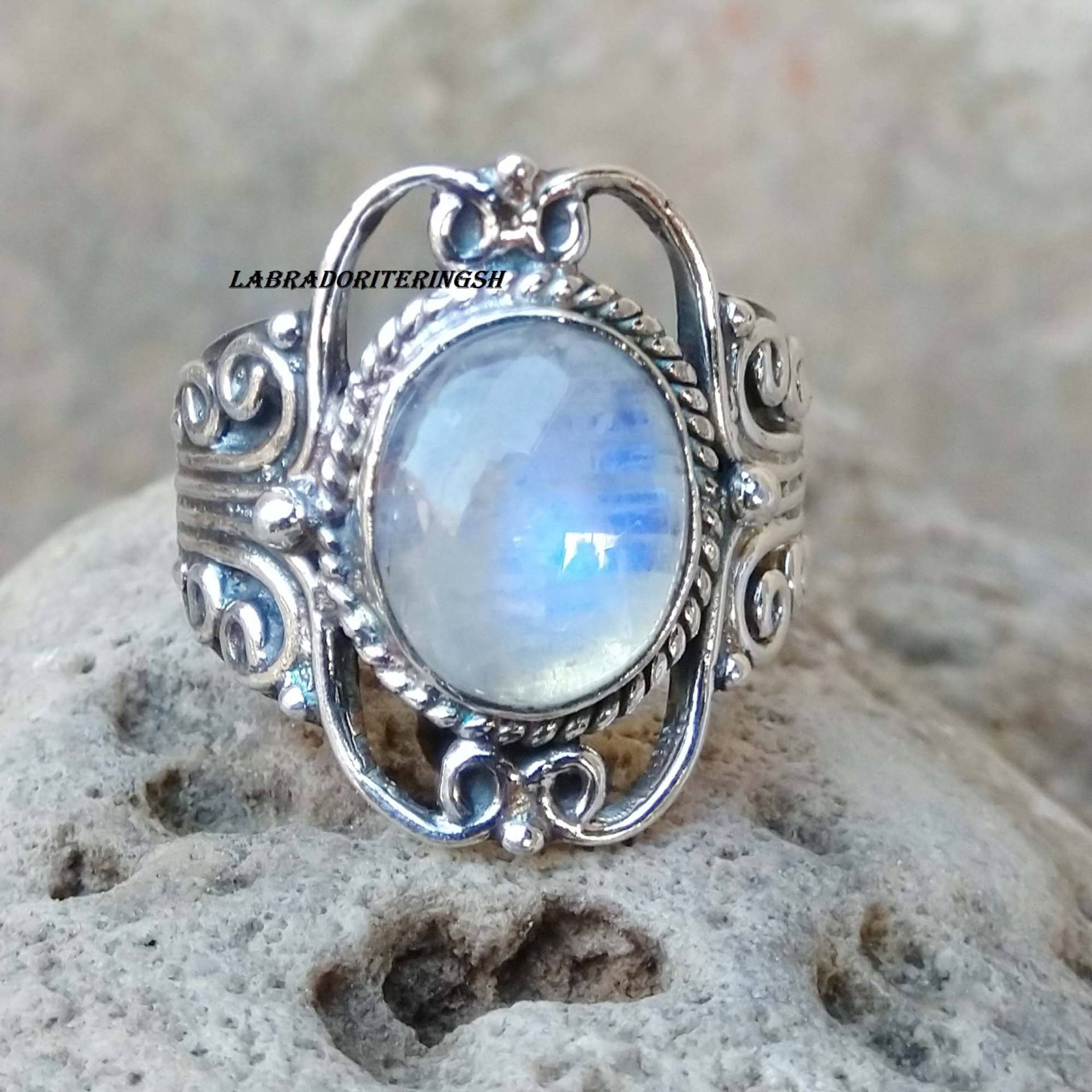 Mondstein Ring, 925-sterling Silber Frauen Versprechen Geschenk Fidget Bandring, Daumen Boho Für Sie von silverringstoreshop