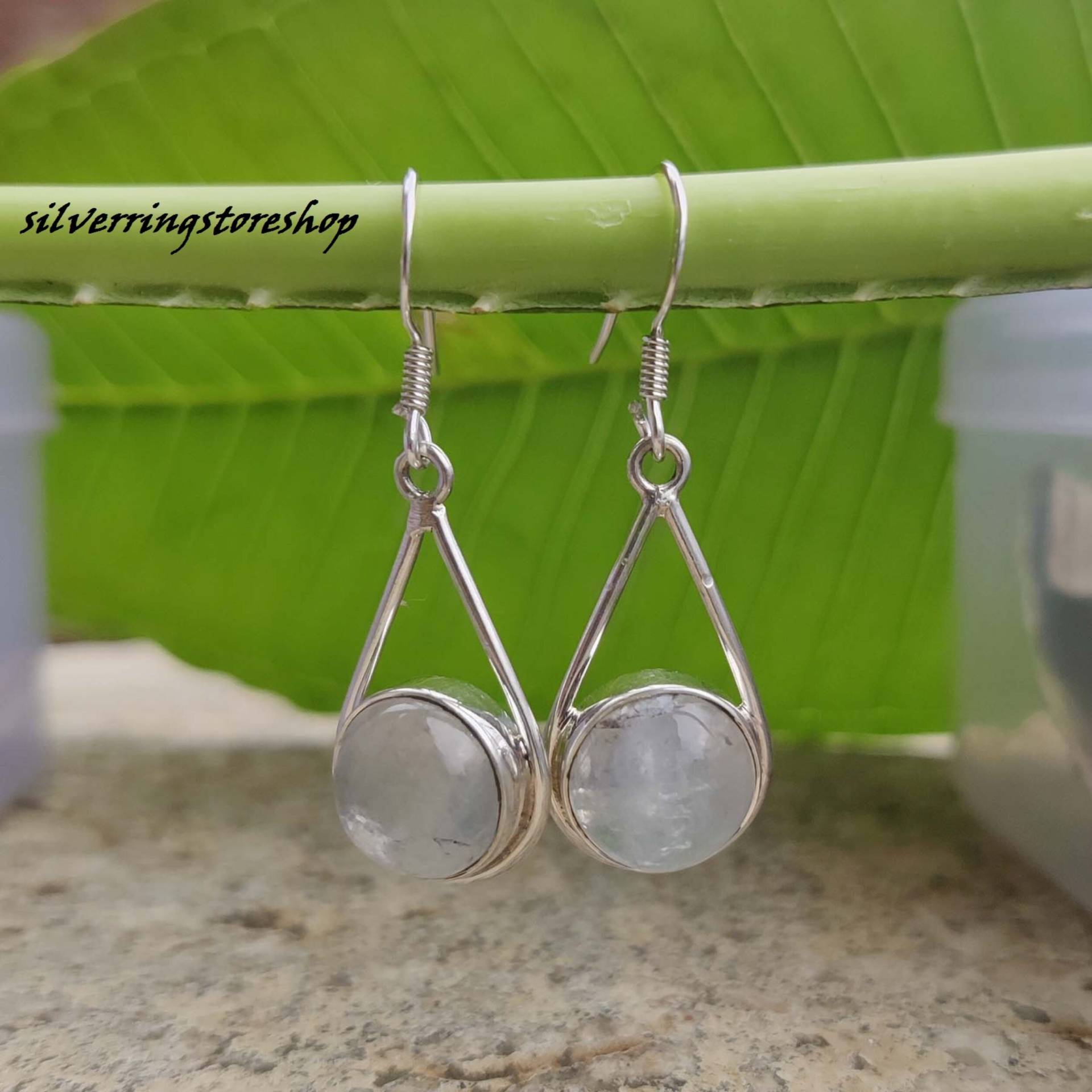 Mondsteinohrring, 925 Sterlingsilberohrring, Zierlicher Ohrring, Schöner Handgemachter Frauenohrring, Frieden, Geschenk Für Sie von silverringstoreshop