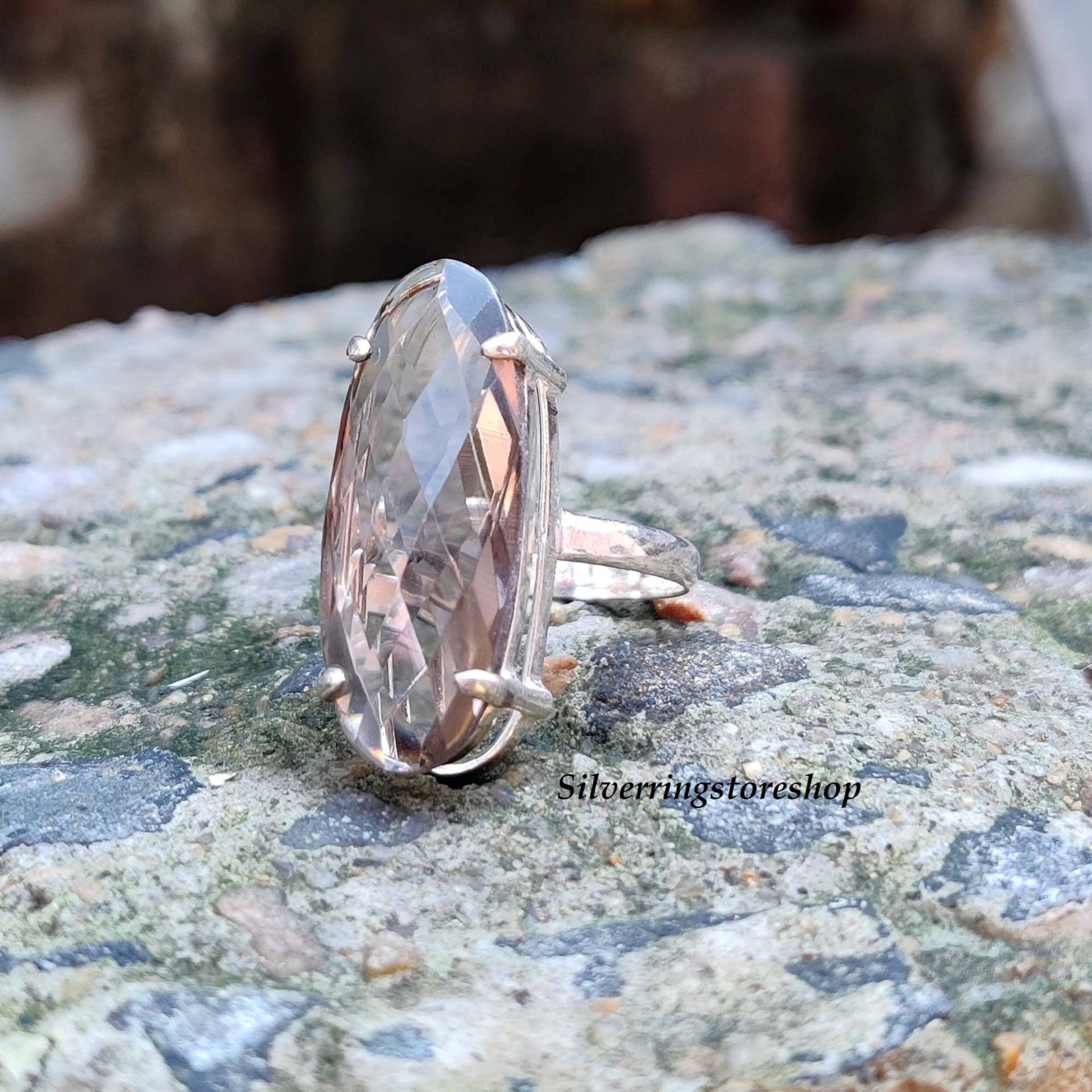 Rauchquarz Ring, 925 Sterling Silber Natürlicher Edelstein, Ovaler Form Stein, Handgemachter Rauchquarz, Kostenloser Versand von silverringstoreshop