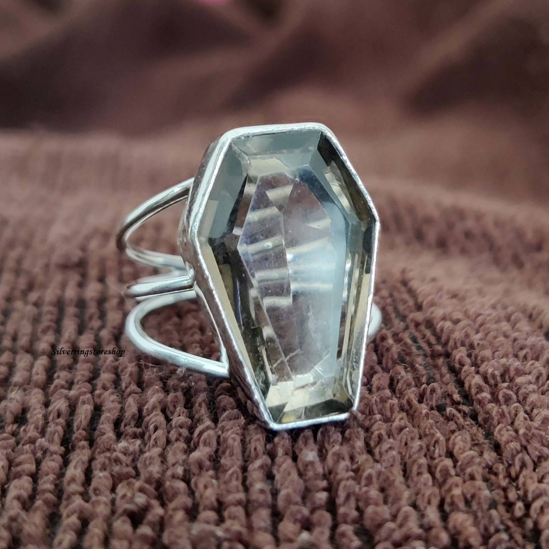 Rauchstein Ring, 925 Sterling Silber Bandring, Fidget Boho Statement Schmuck Handade Geschenk Für Sie von silverringstoreshop