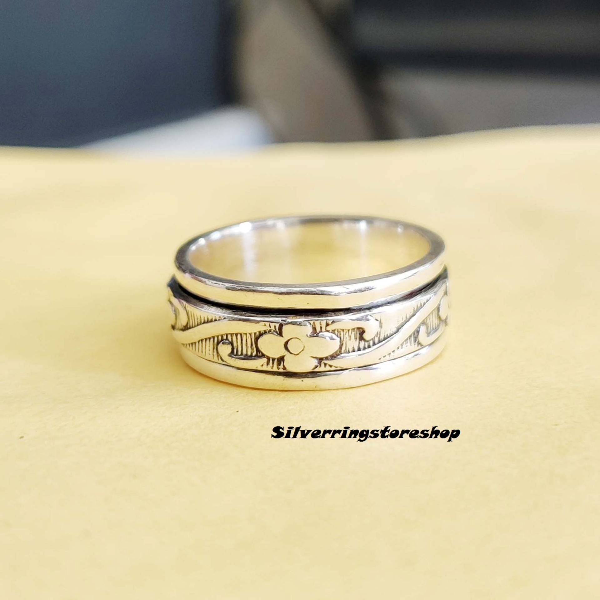 Spinner Ring, 925 Sterling Silber, Daumen Bandring, Ring Handgemacht, Meditation Fidget Silber Geschenk Für Sie von silverringstoreshop