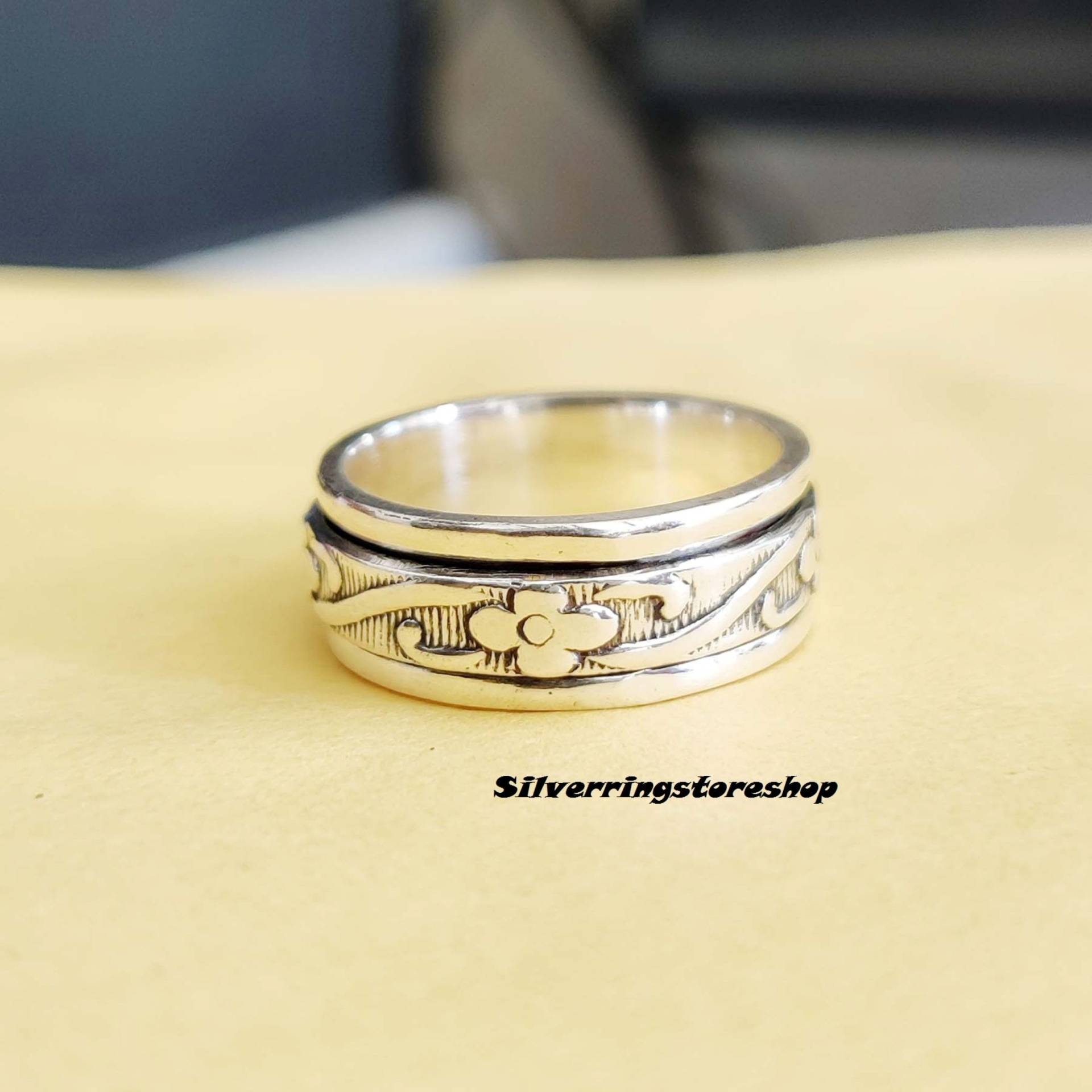 Spinner-Ring, 925 Sterling Silber, Daumenring, Bandring, Handgemachter Ring, Meditationsring, Fidget-Ring, Silberner Spinnerring, Geschenk Für Sie von silverringstoreshop