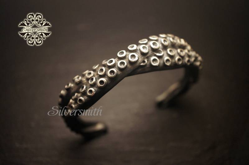 Doppelte Oktopus Tentakel 925 Sterling Silber Armreif von silversmithhk