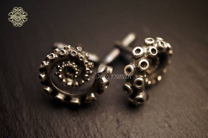 Kraken Tentakel 925 Silber Manschettenknöpfe von silversmithhk