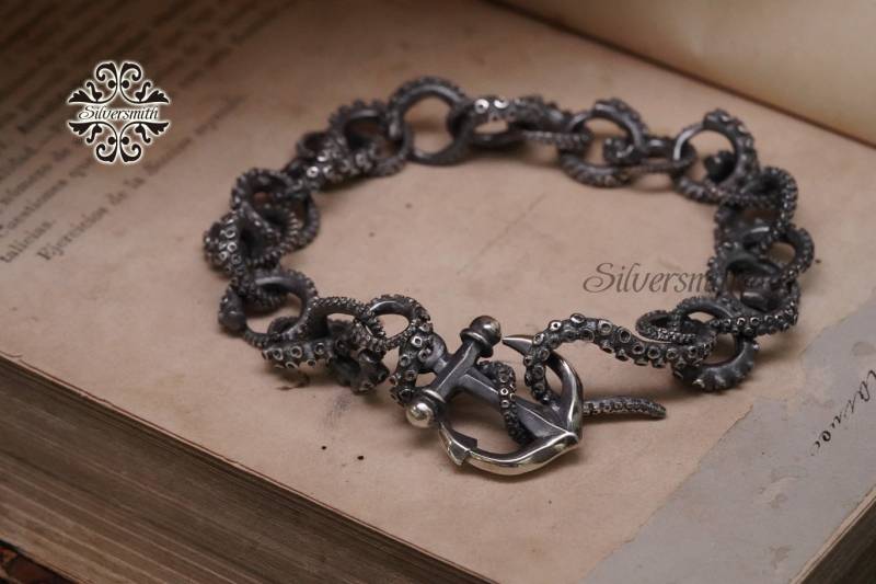 Oktopus Armband Mit Anker 925 Sterling Silber von silversmithhk
