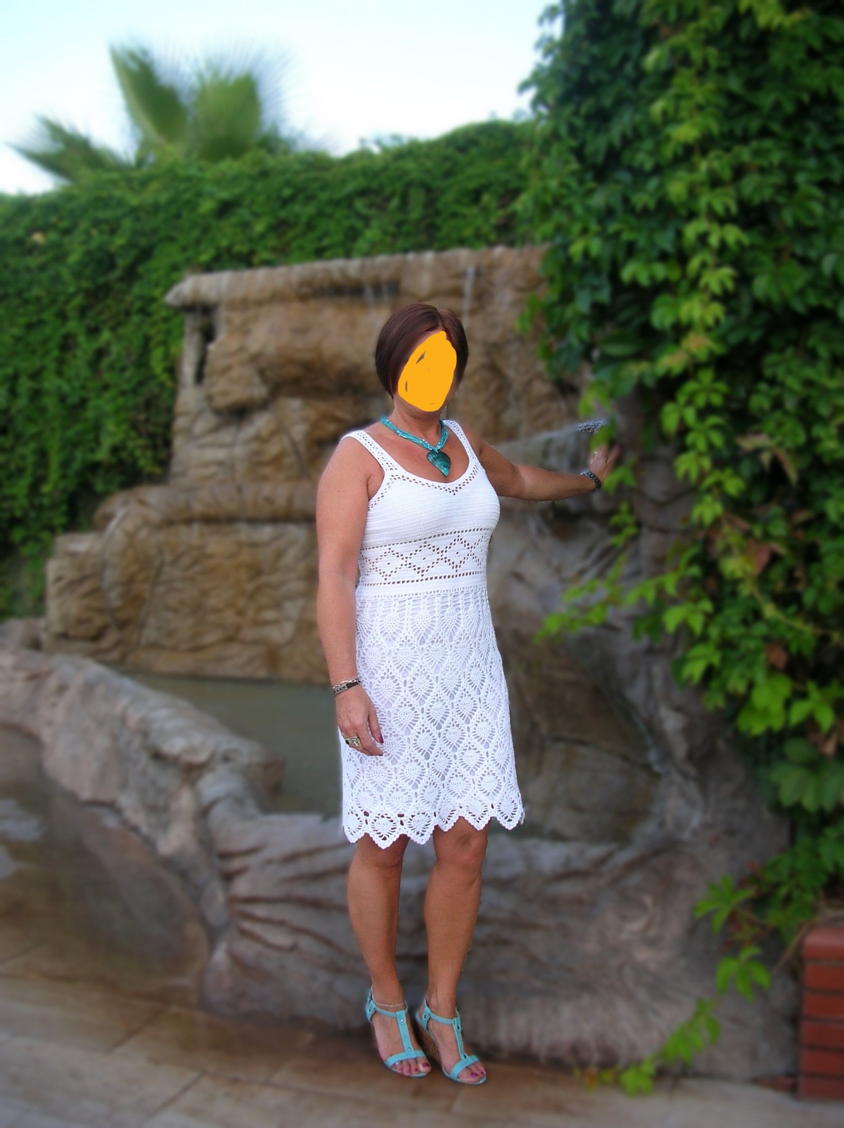 Häkelkleid in Größe 36, Wollweiß von silviassockenland