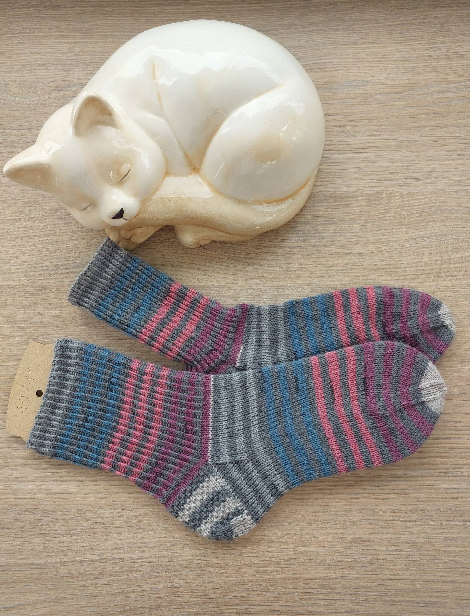 Handgestrickte Socken Aus Schurwolle, Gr. 40/41 von silviassockenland