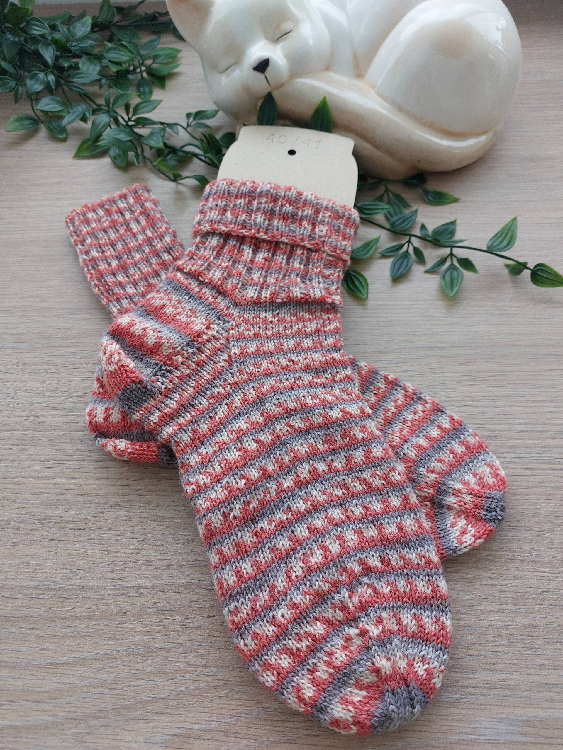 Handgestrickte Socken Aus Schurwolle, Gr. 40/41 von silviassockenland