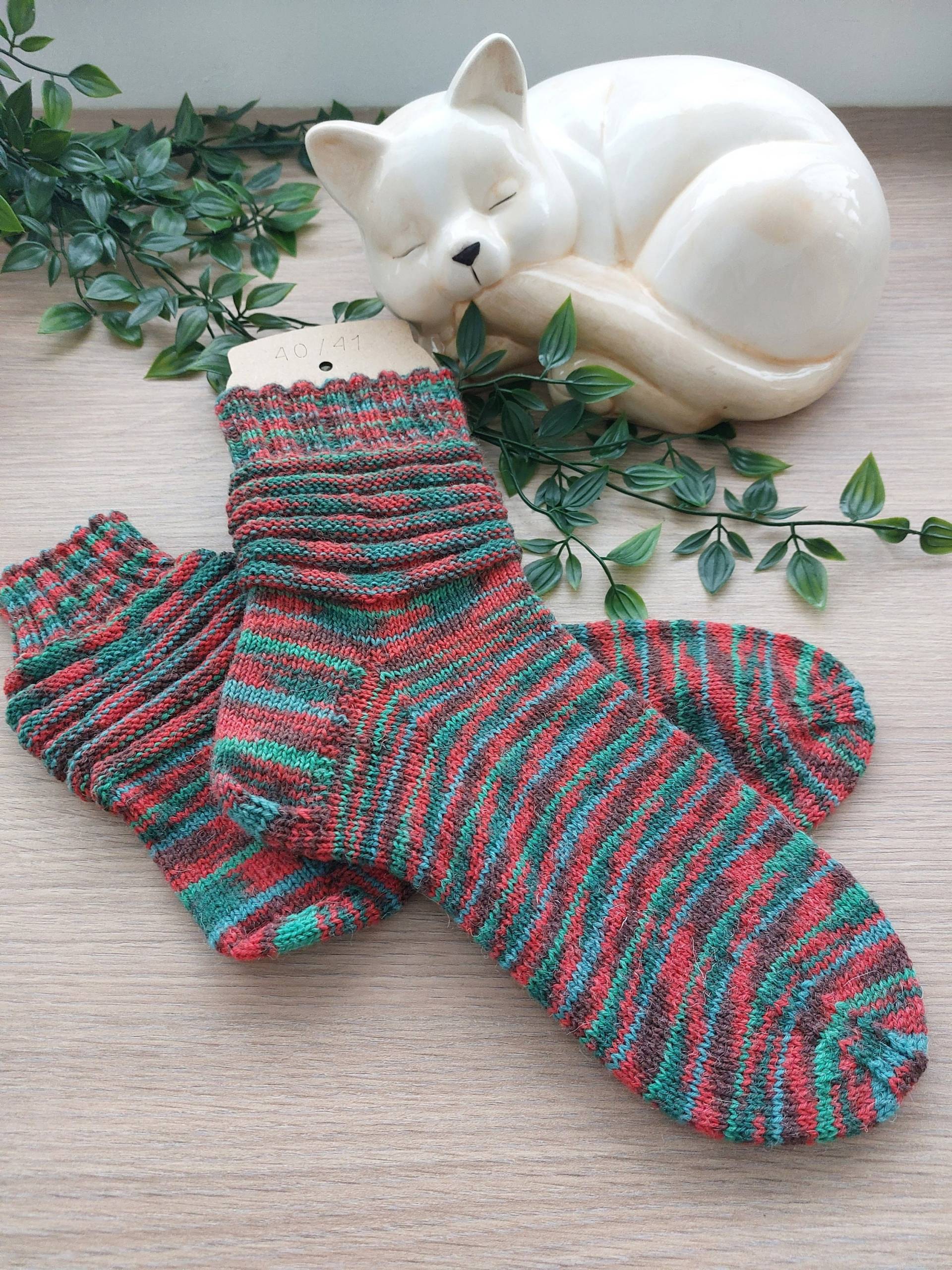 Handgestrickte Socken Aus Schurwolle, Gr. 40/41 von silviassockenland